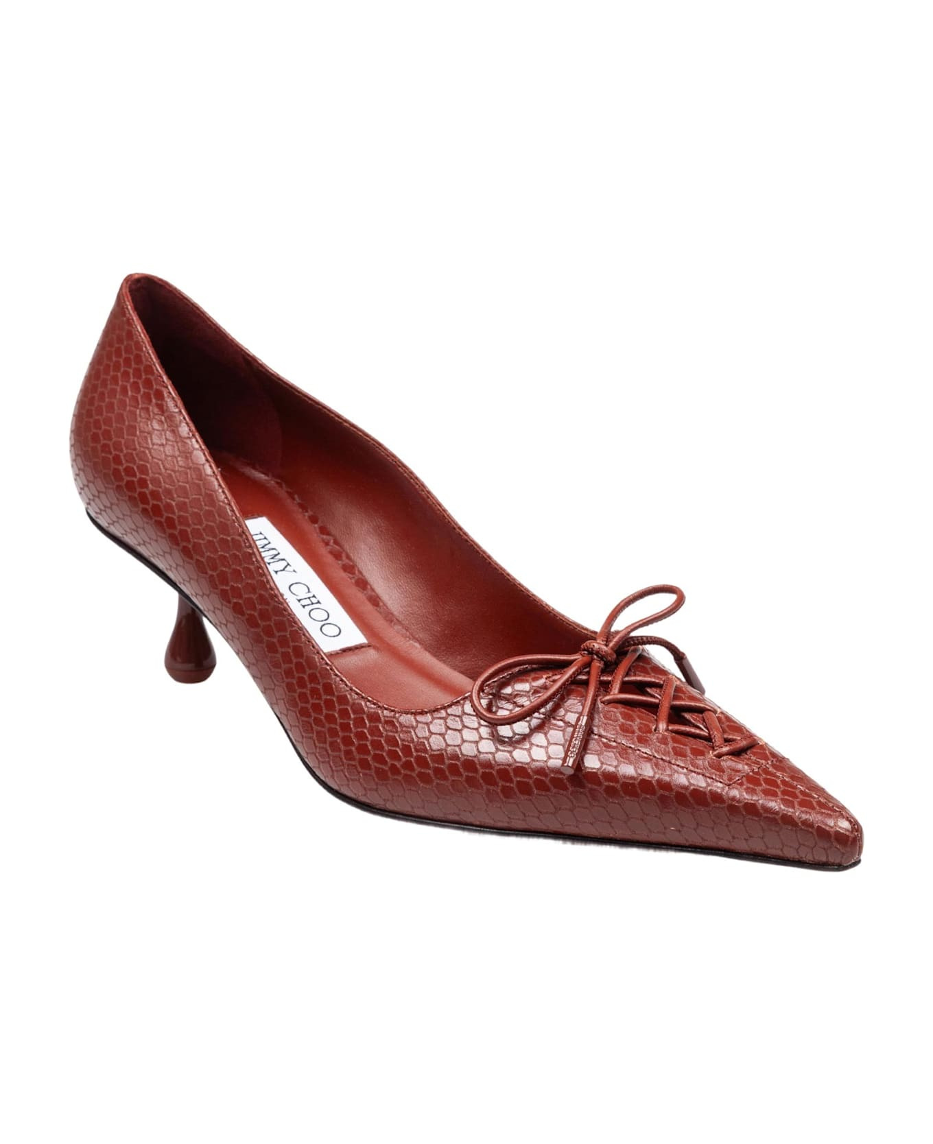 Scarlett 50 Pumps In Leather With Snakeskin Print Cognac Color - 2