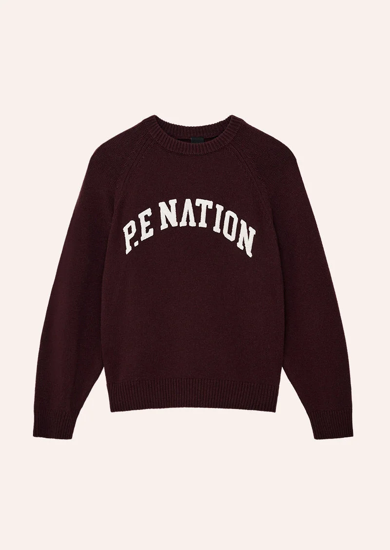 LEGACY KNIT CREW IN MAHOGANY & WHISPER WHITE - 1