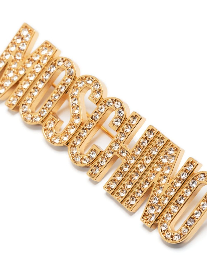 crystal-embellished logo brooch 3