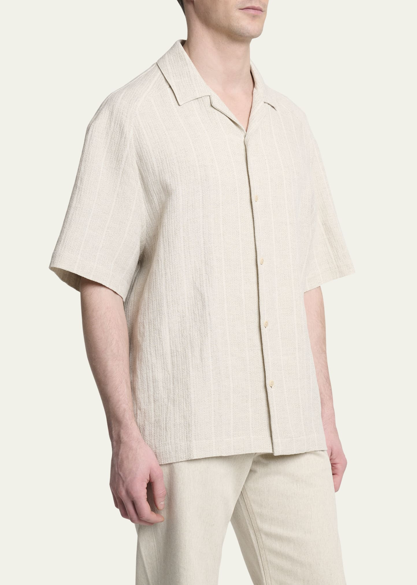 Men's Cotton and Linen Fonccio Camp Shirt - 4