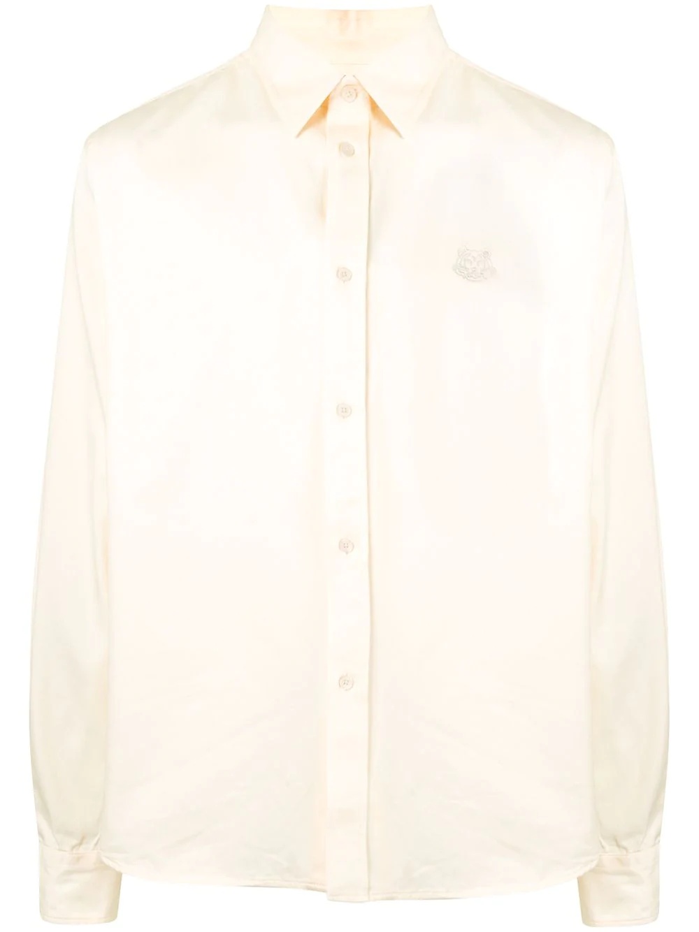 cotton button-down shirt with tiger embroidery - 1