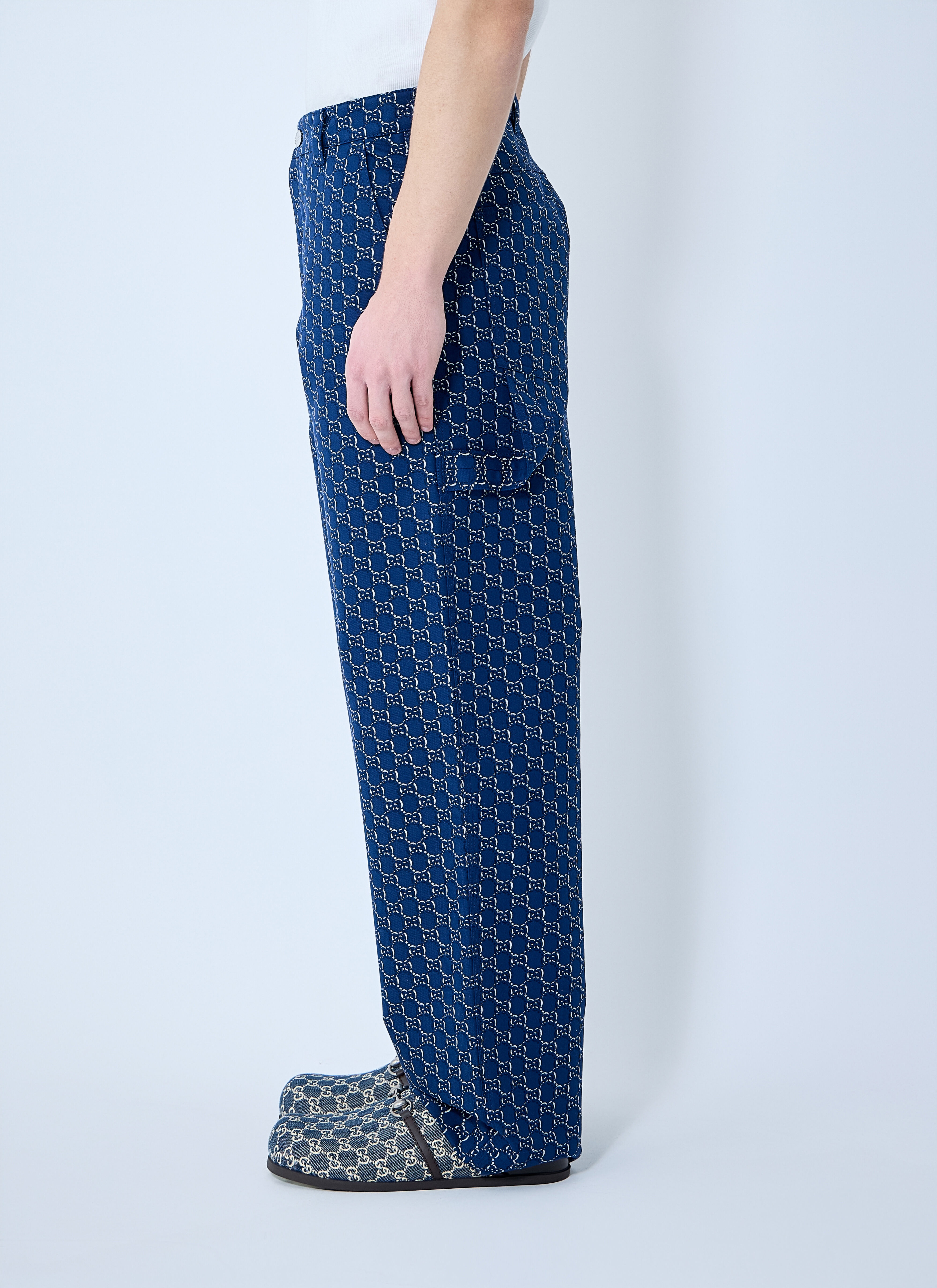 Cotton Jacquard Pants With GG Shadow - 3