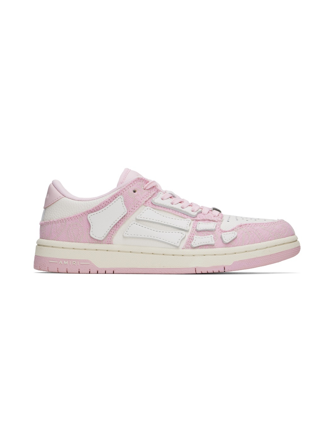 Pink & White Bandana Denim Skel Top Low Sneakers - 1