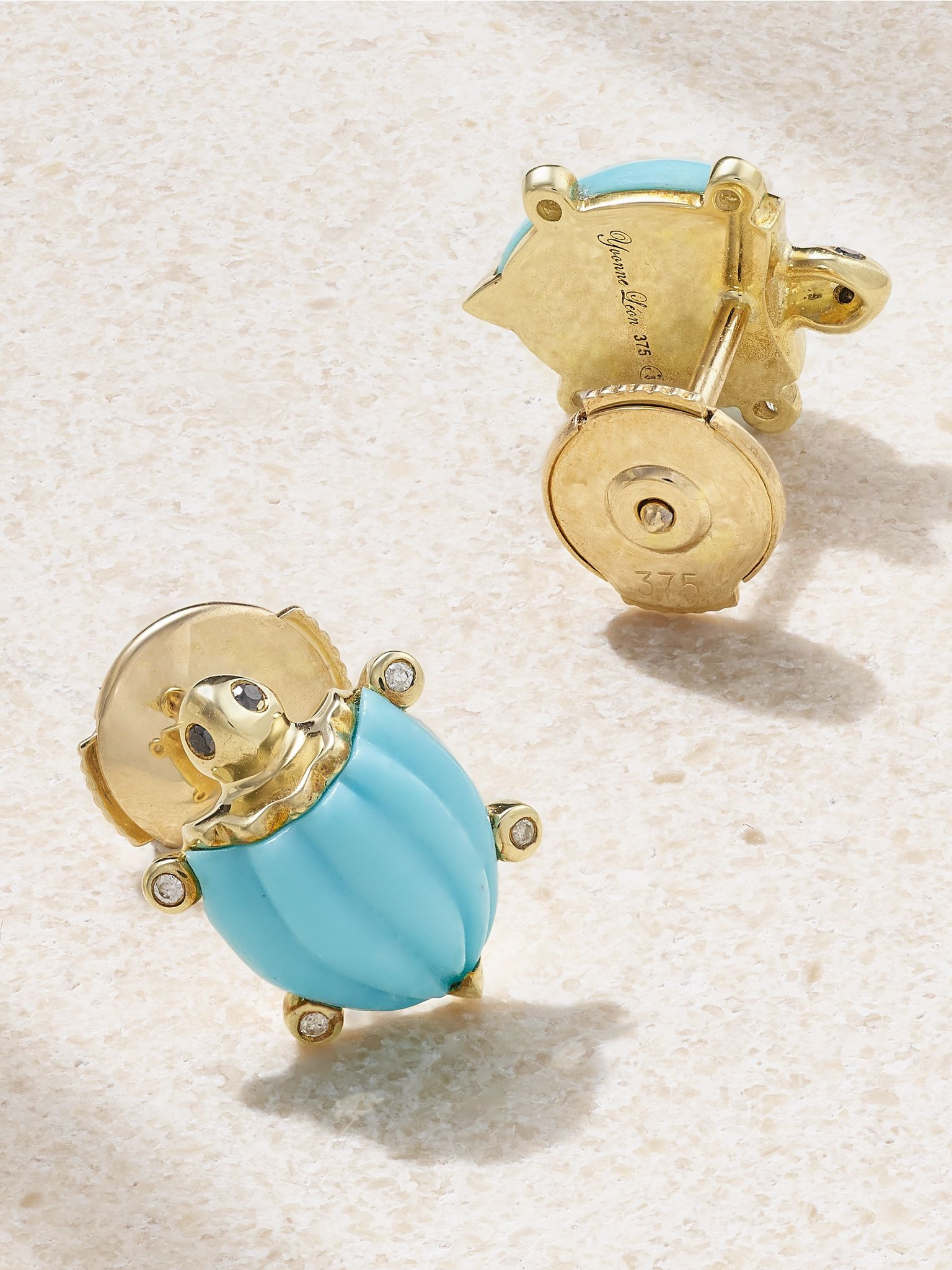 9-karat gold, turquoise and diamond earrings Gold - 3