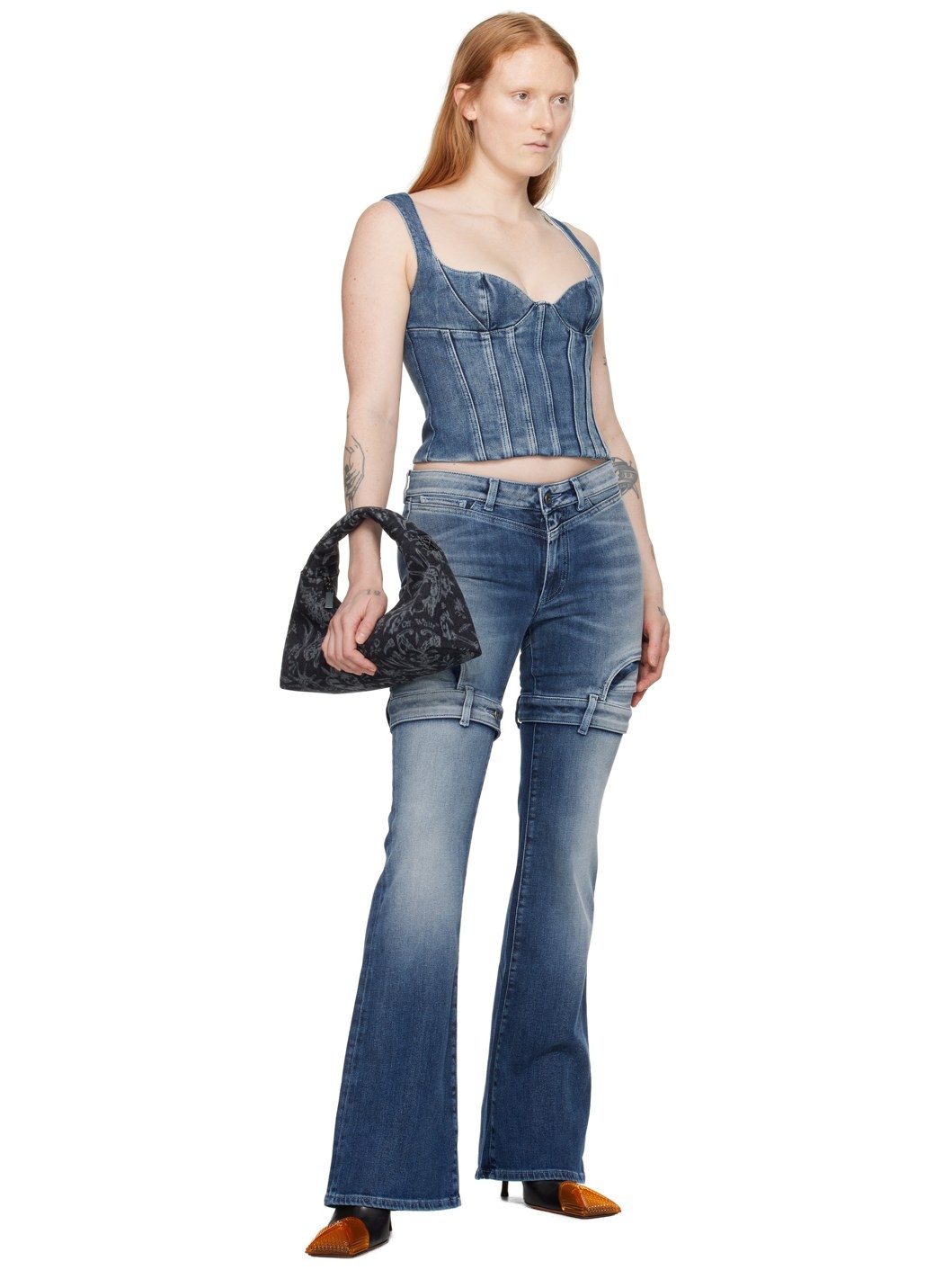 Blue Bustier Denim Tank Top - 4