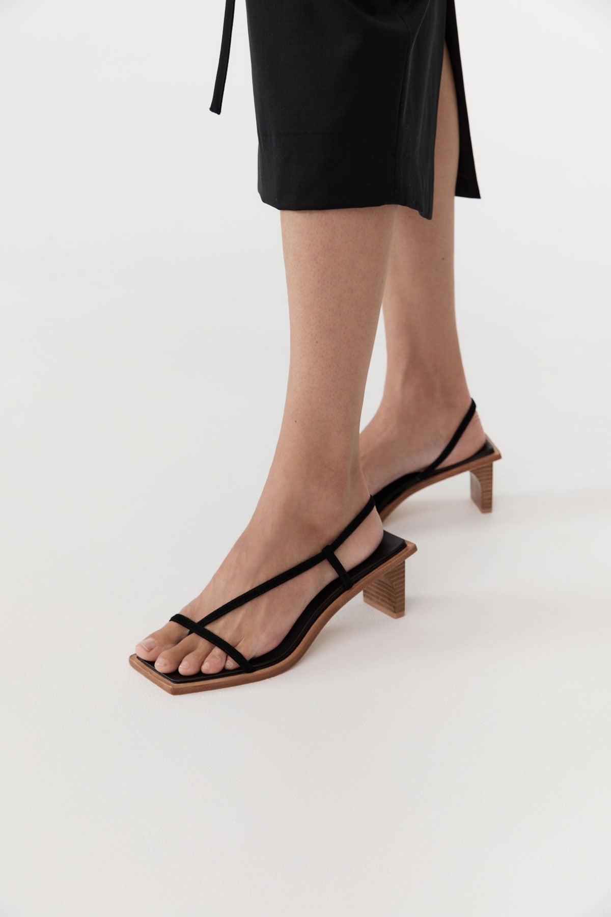 Suede Strap Heel - Black - 2