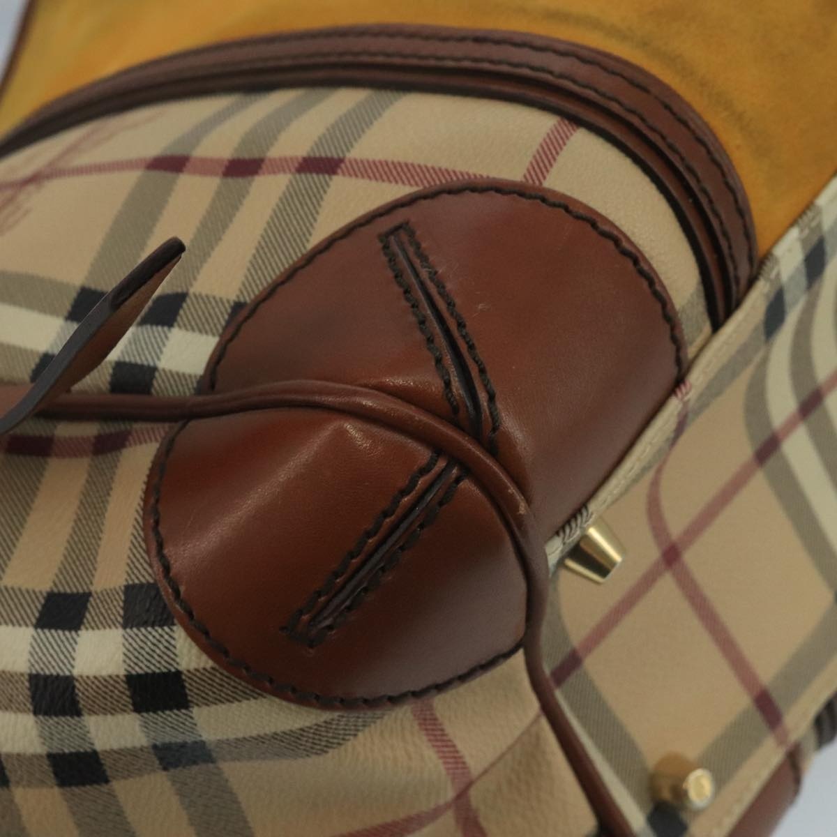 Burberry Nova Check Shoulder Bag Pvc Suede Beige Brown Gold - 14