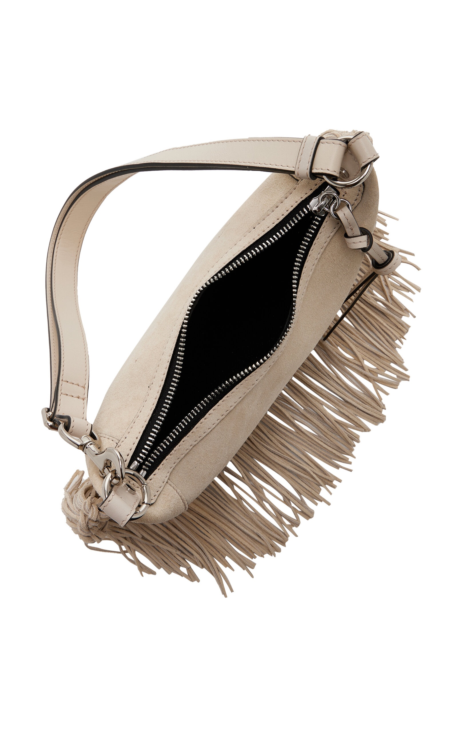 Oskan Moon Fringed Leather Shoulder Bag white - 5