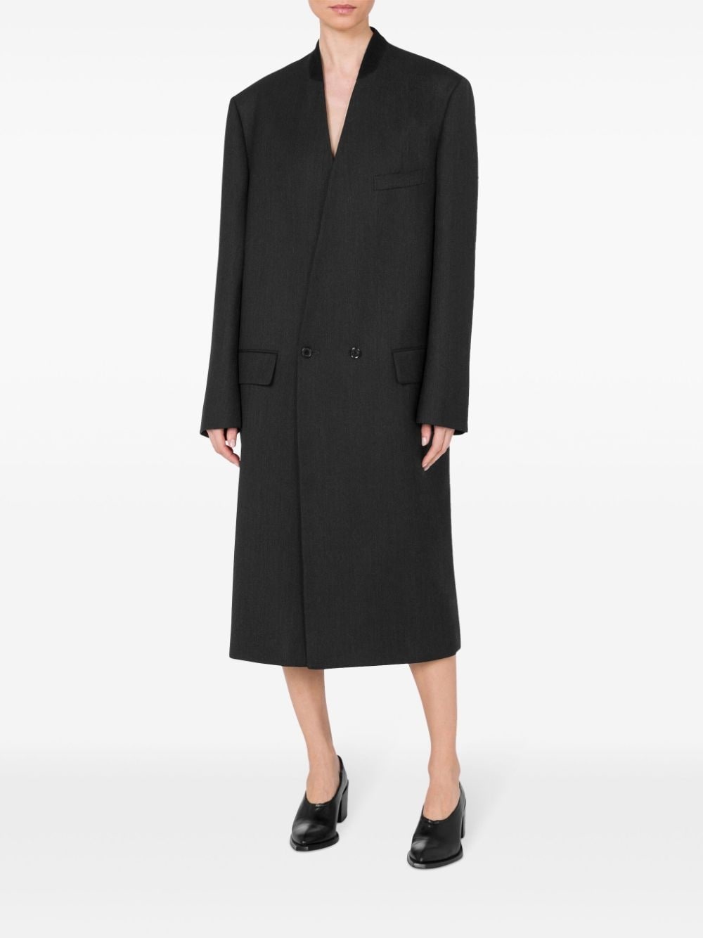 single breasted virgin wool coat - 2