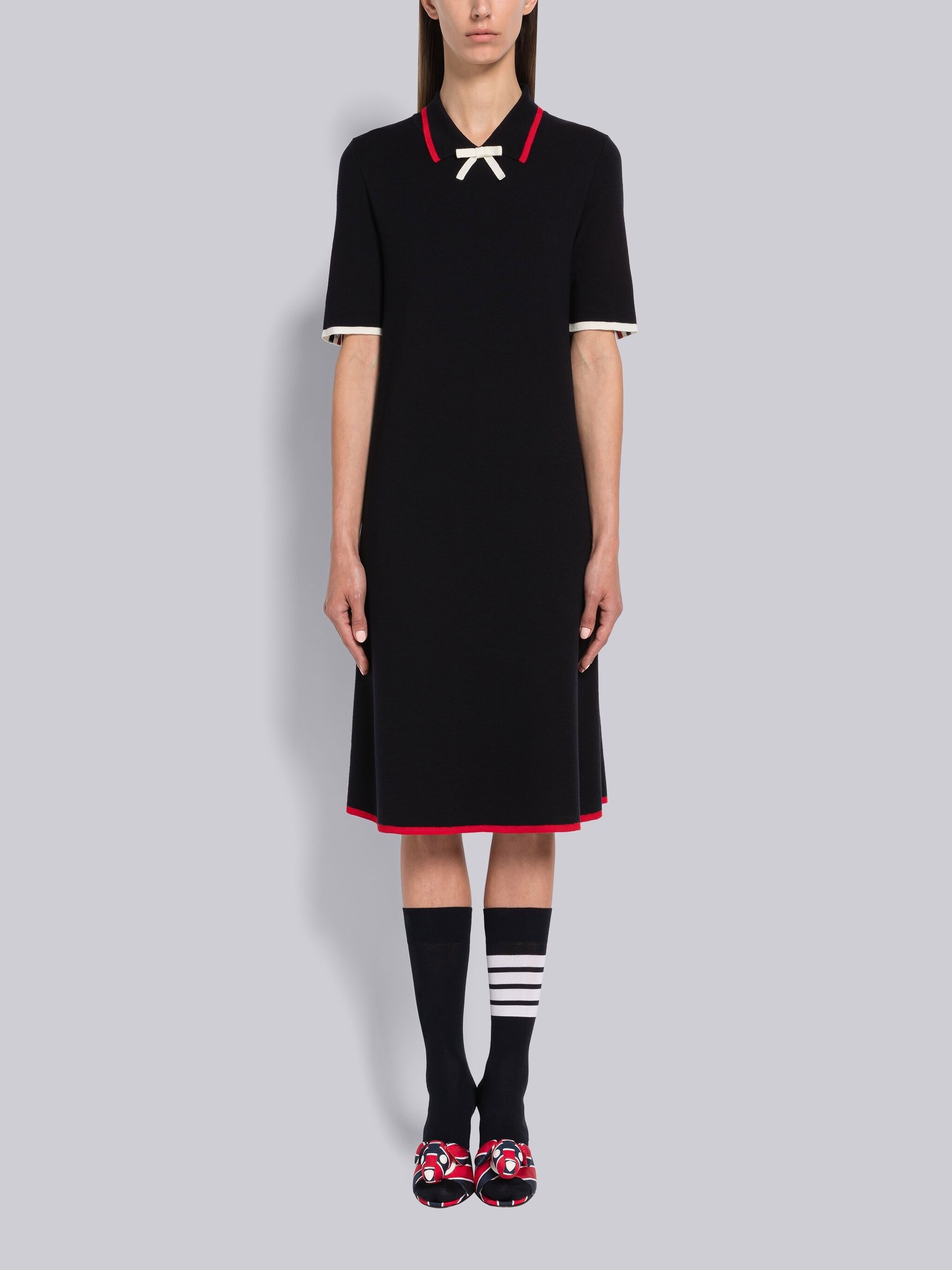 Milano Stitch Merino Tipping A-Line Polo Dress - 1