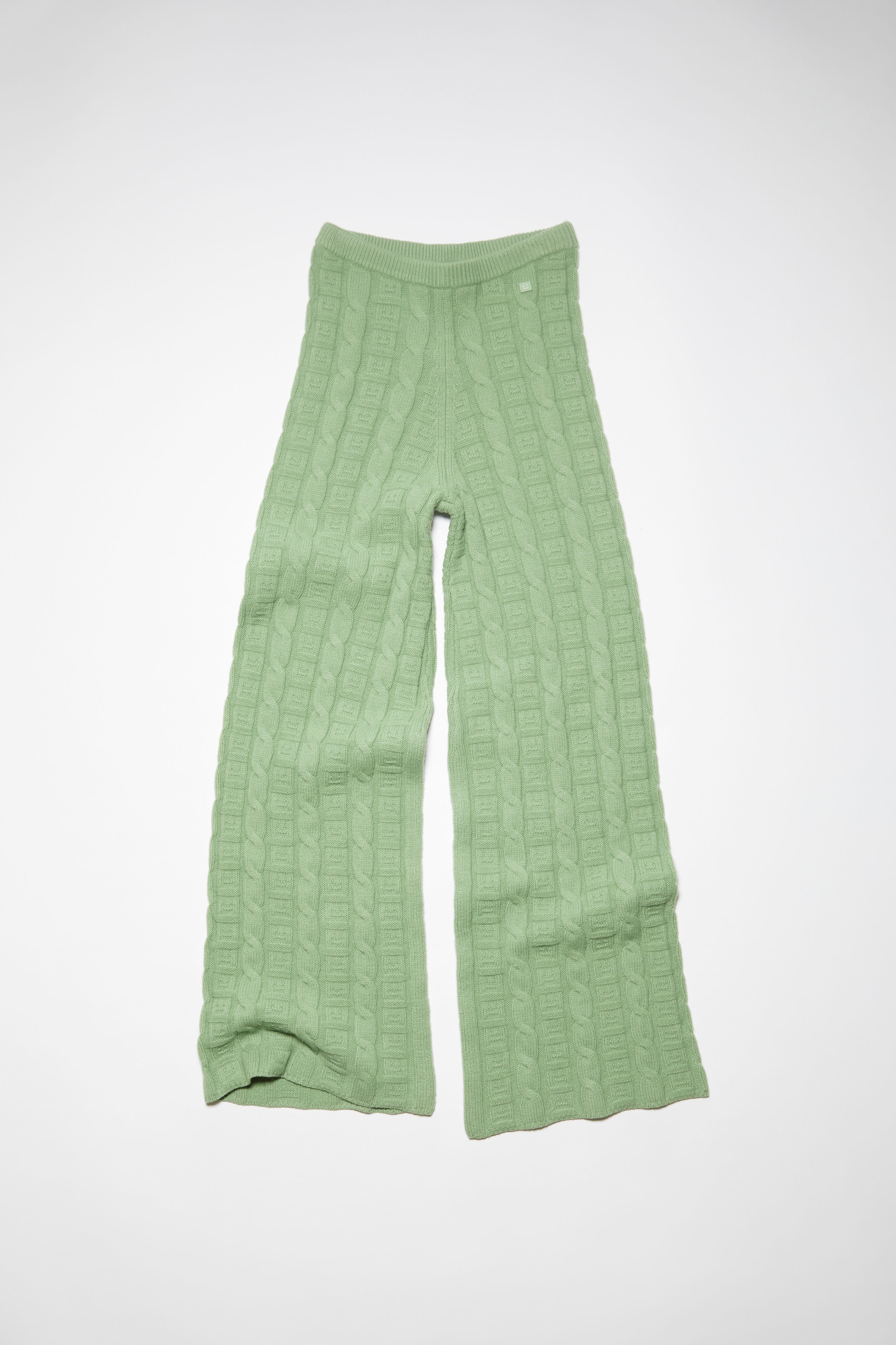 Cable wool trousers - Sage green - 1