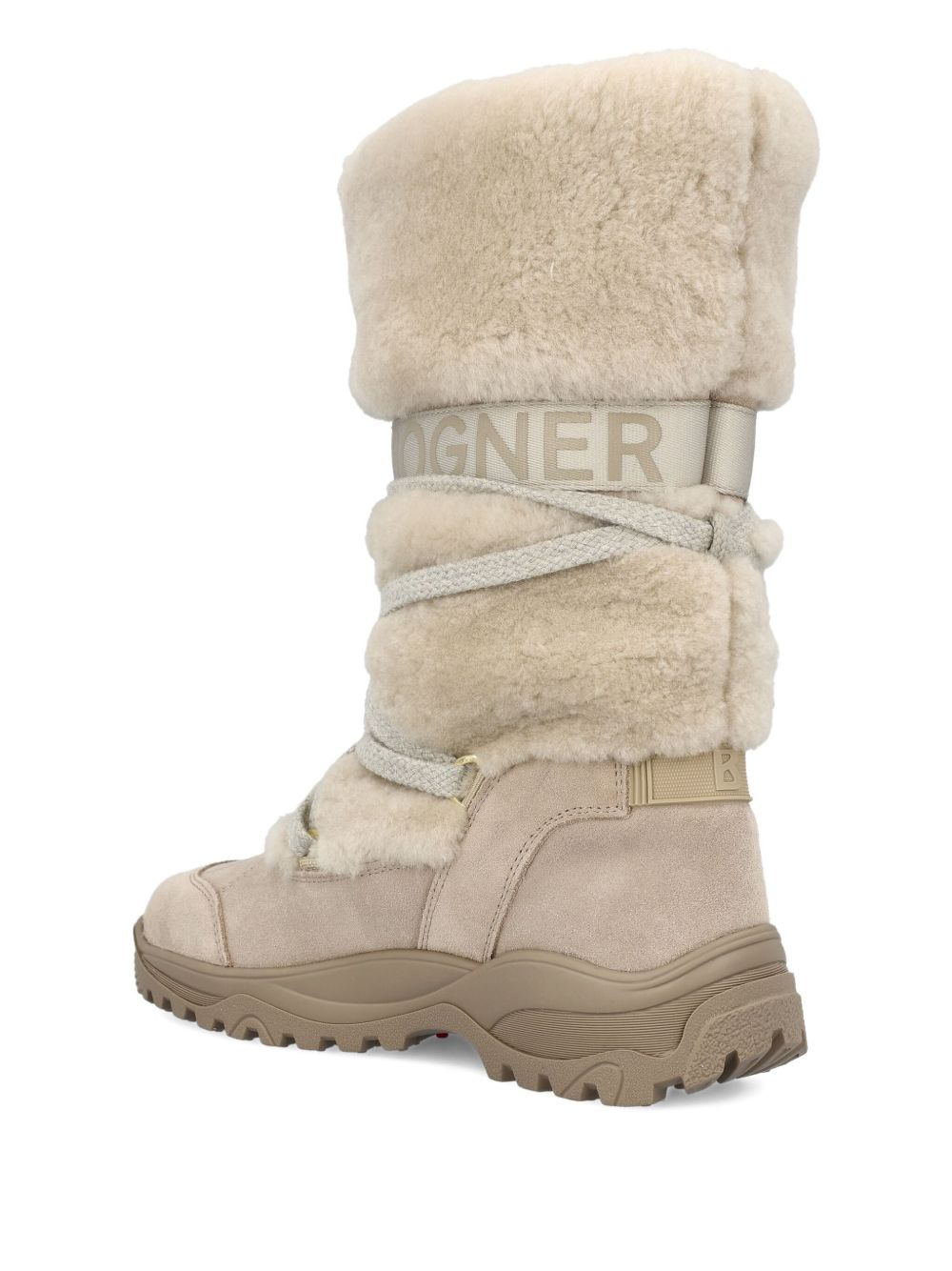 shearling lace-up boots - 4