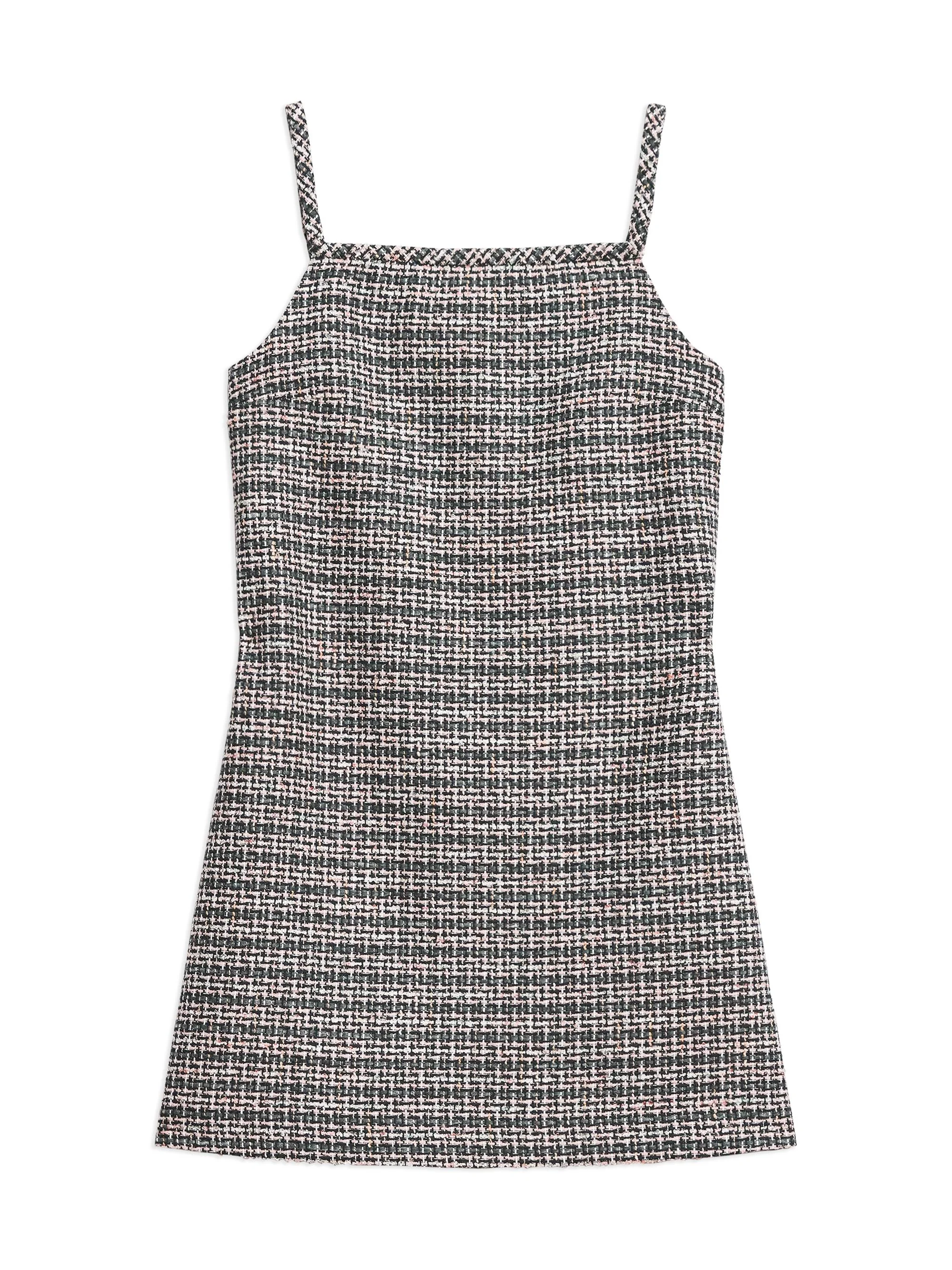 Women's Plaid Mini Shift Dress - Shale Multi - 1
