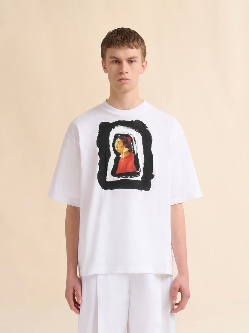 Marni WHITE COTTON T-SHIRT WITH DANTE PRINT outlook