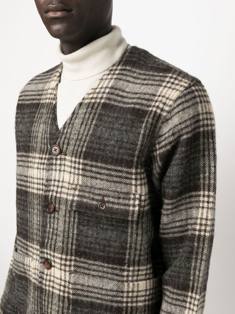 checked wool shirt jacket - 5