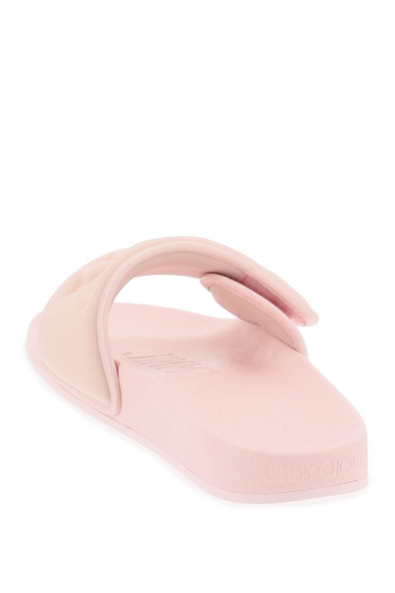 JIMMY CHOO FITZ SLIDES WITH LYCRA LOGOED BANG - 3