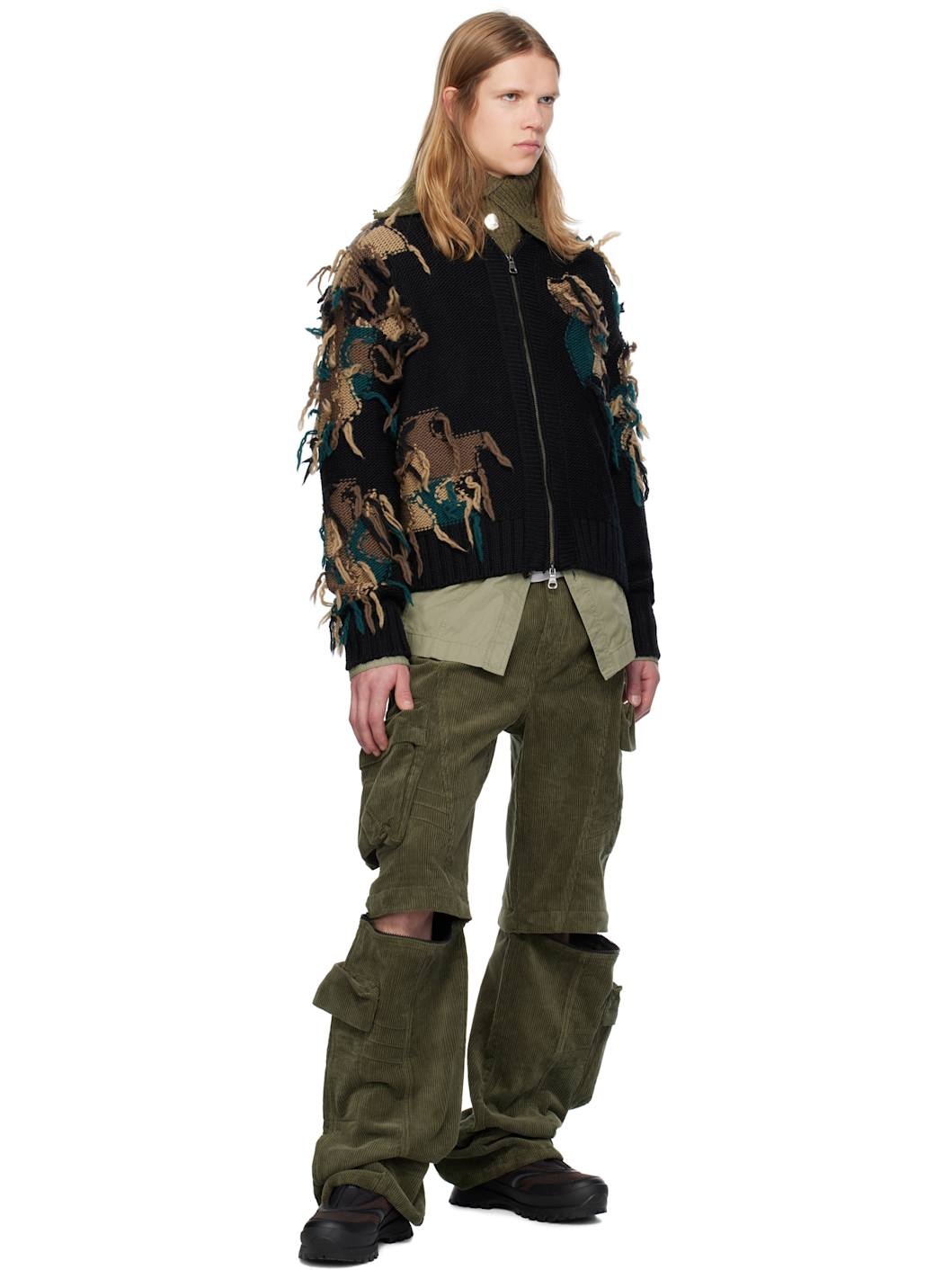 Black New Camouflage Zip-Up Cardigan - 4