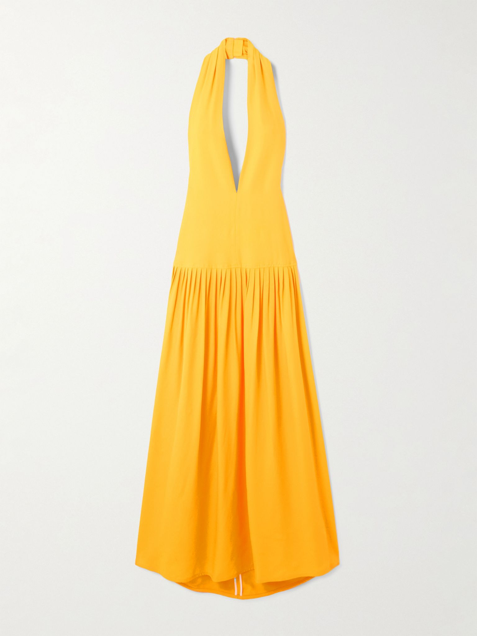 Tala pleated georgette halterneck maxi dress Yellow - 1