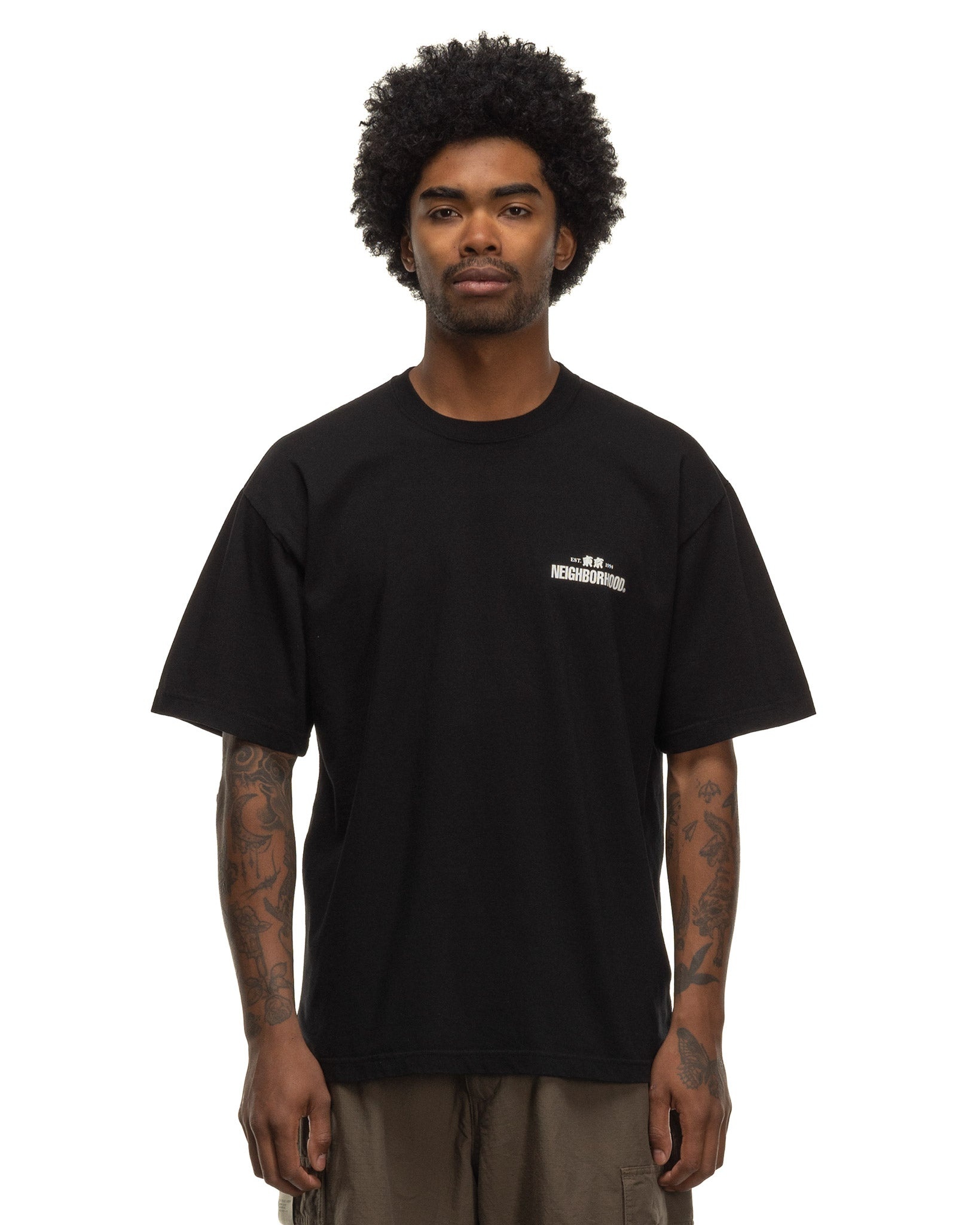 NEIGHBORHOOD NH. Tee SS-4 Black | REVERSIBLE