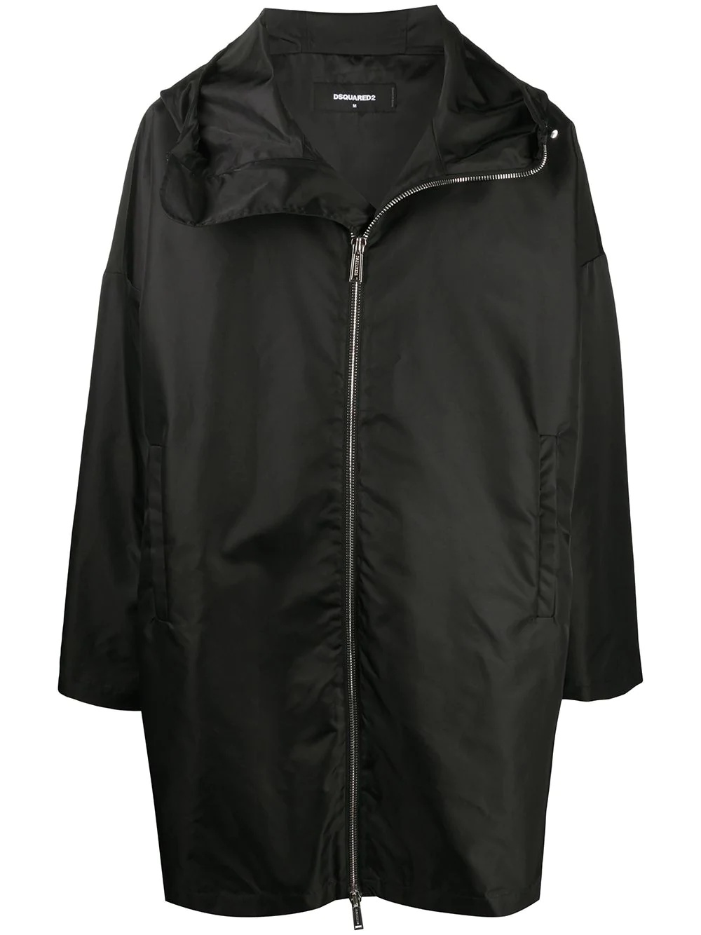 logo hooded zipped coat - 1