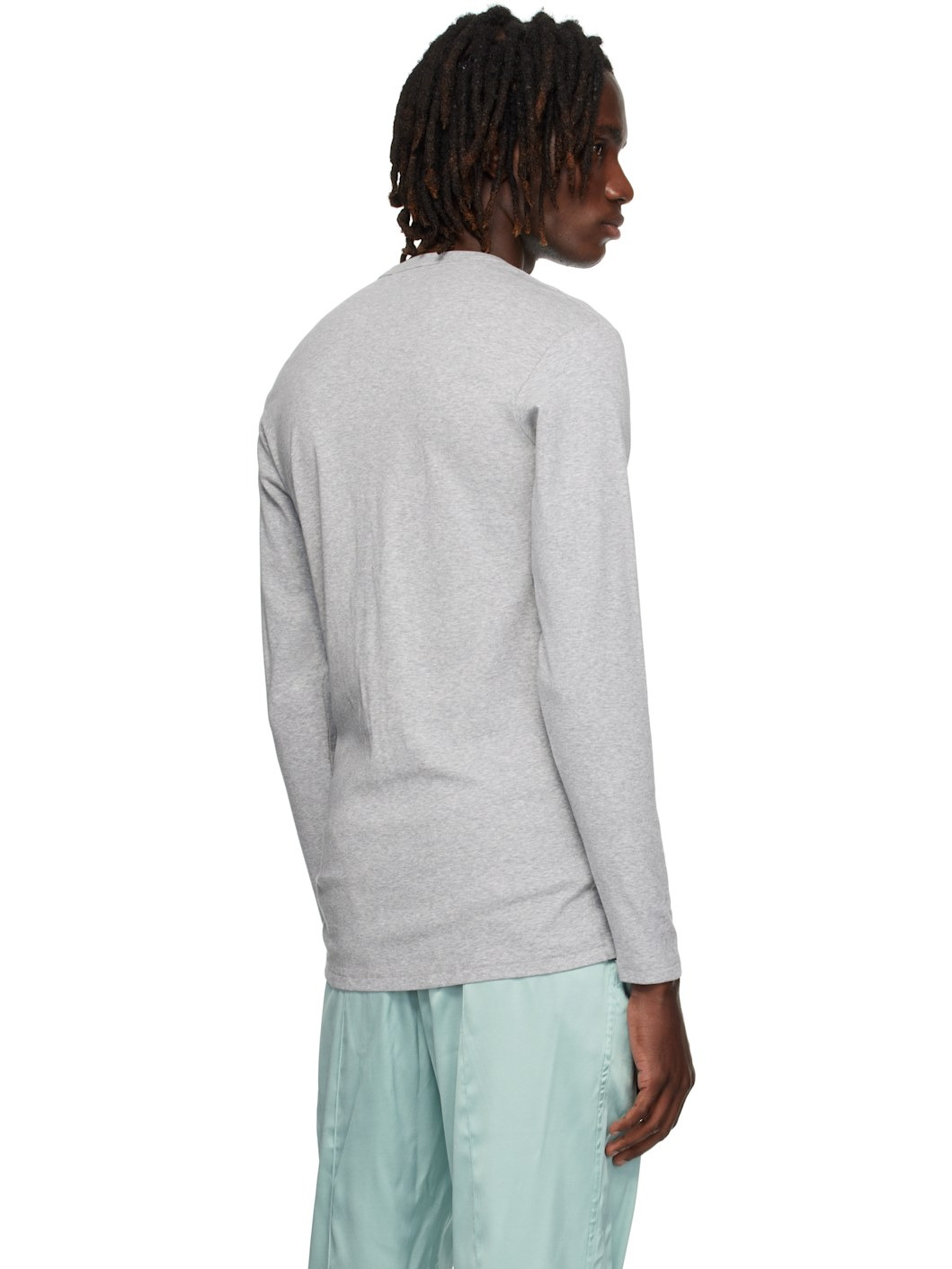 Gray Cotton Henley - 3