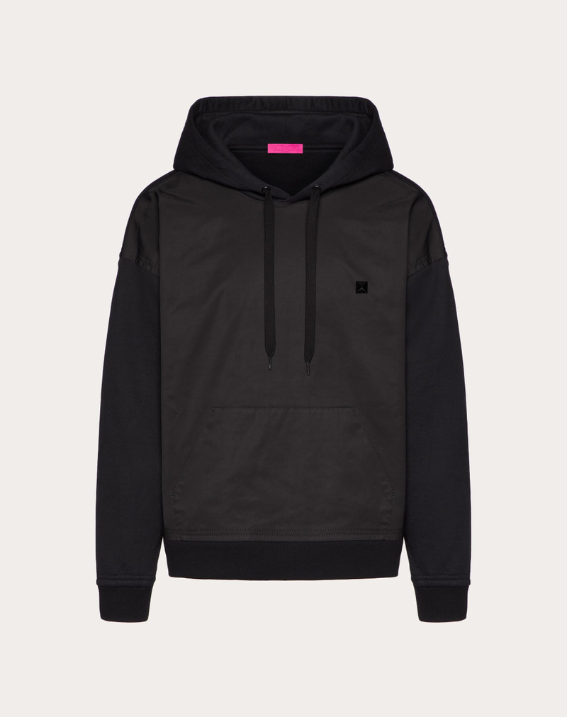 COTTON SWEATSHIRT WITH NYLON PANEL AND STUD DETAIL 1