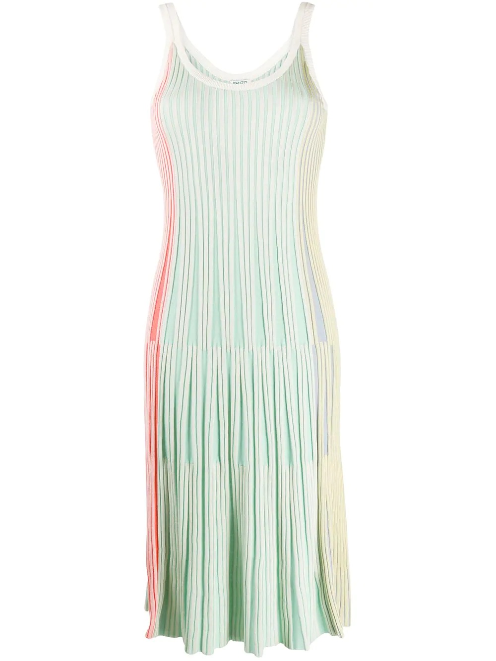 pleated scoop-neck midi dress - 1