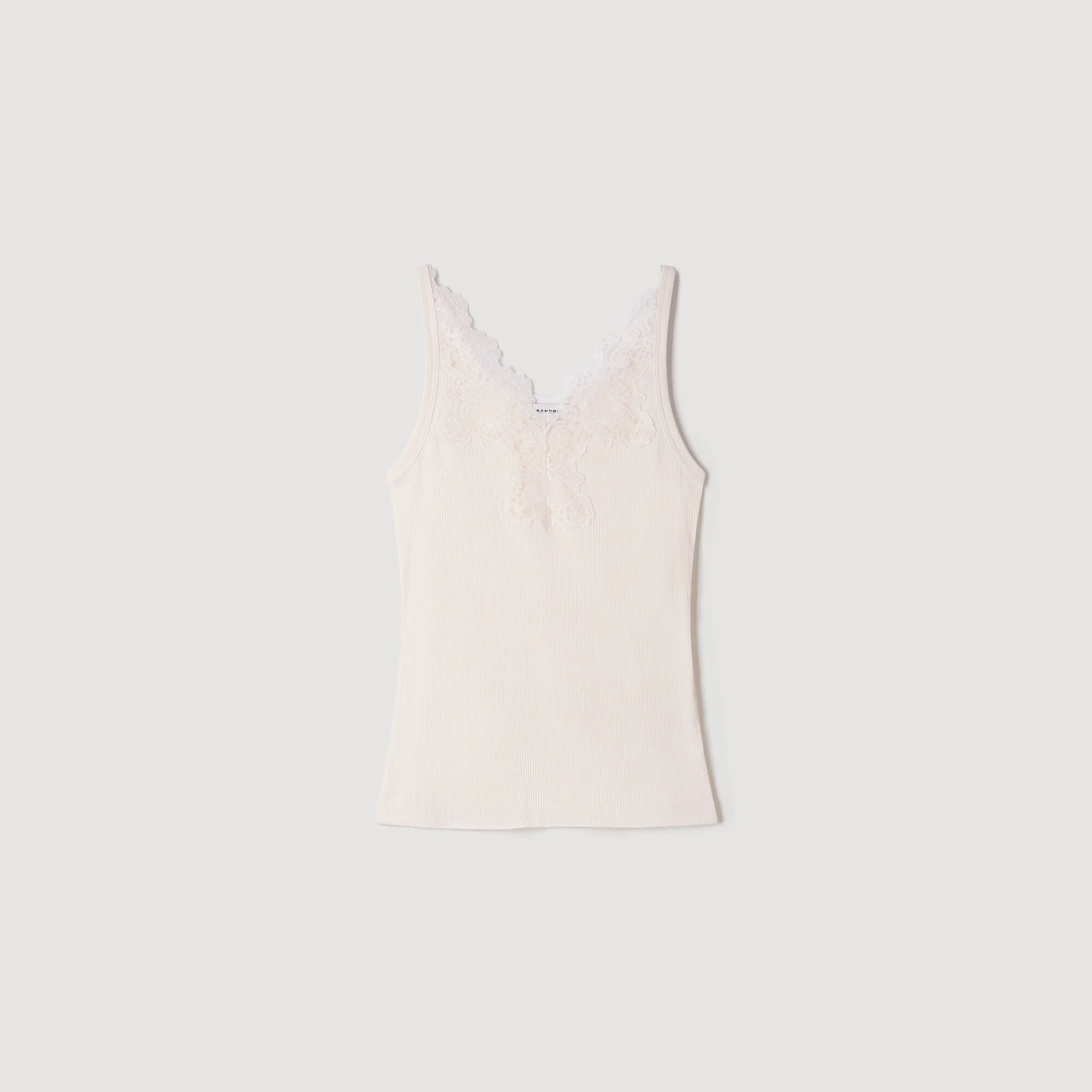 RIBBED VEST TOP WITH LACE - 1