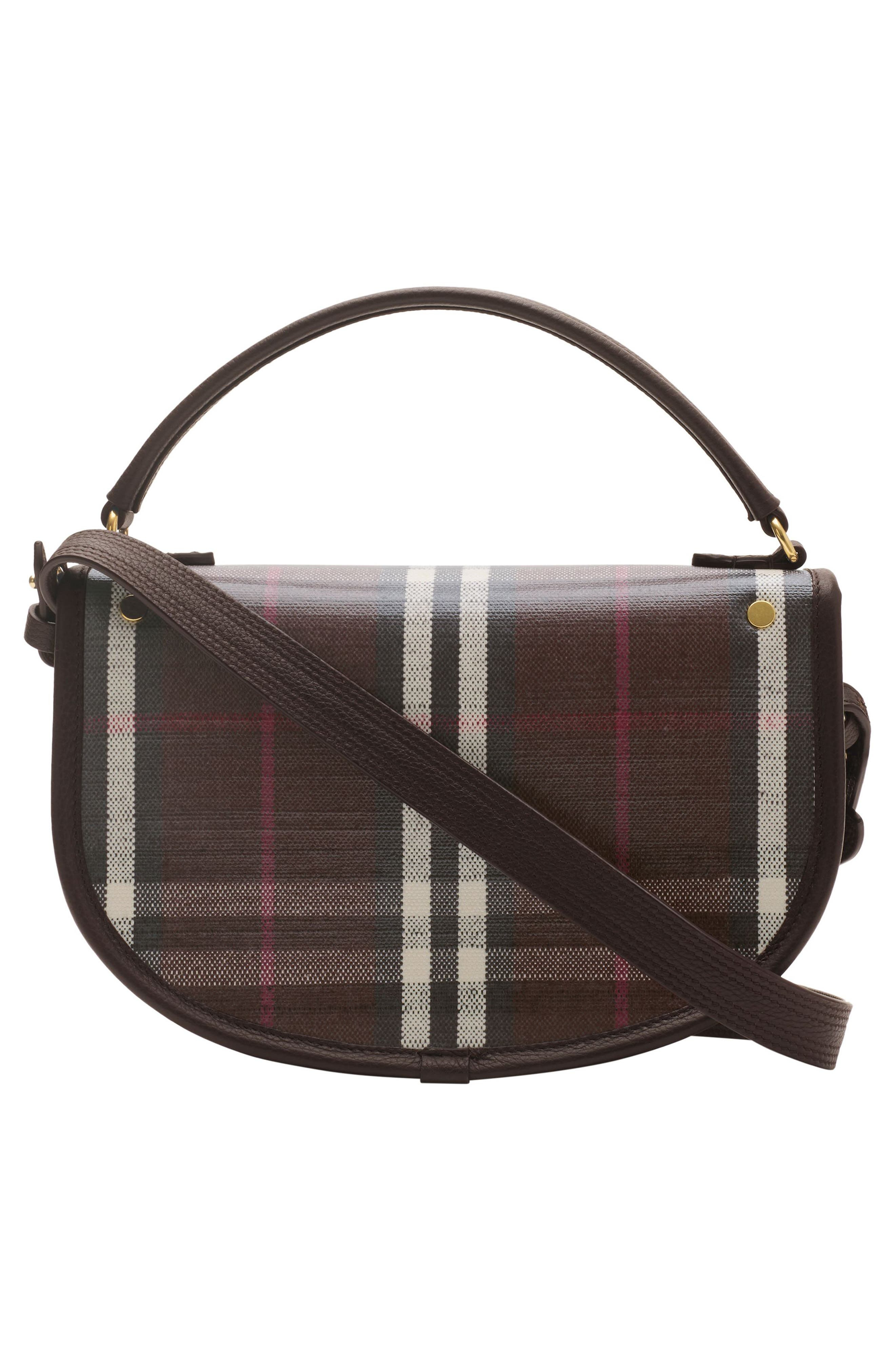 burberry Highlands Check Coated Canvas & Leather Top Handle Bag in Mahogany at Nordstrom - 2