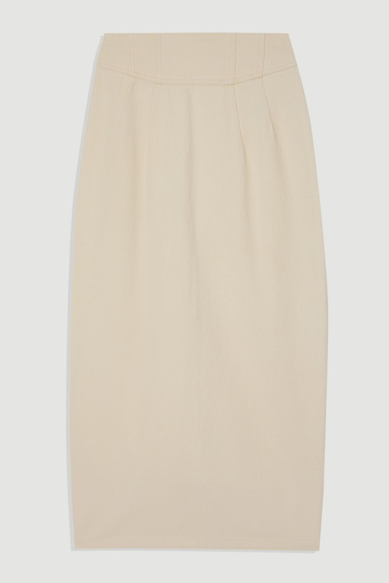 Corset Waist Denim Midi Skirt 4
