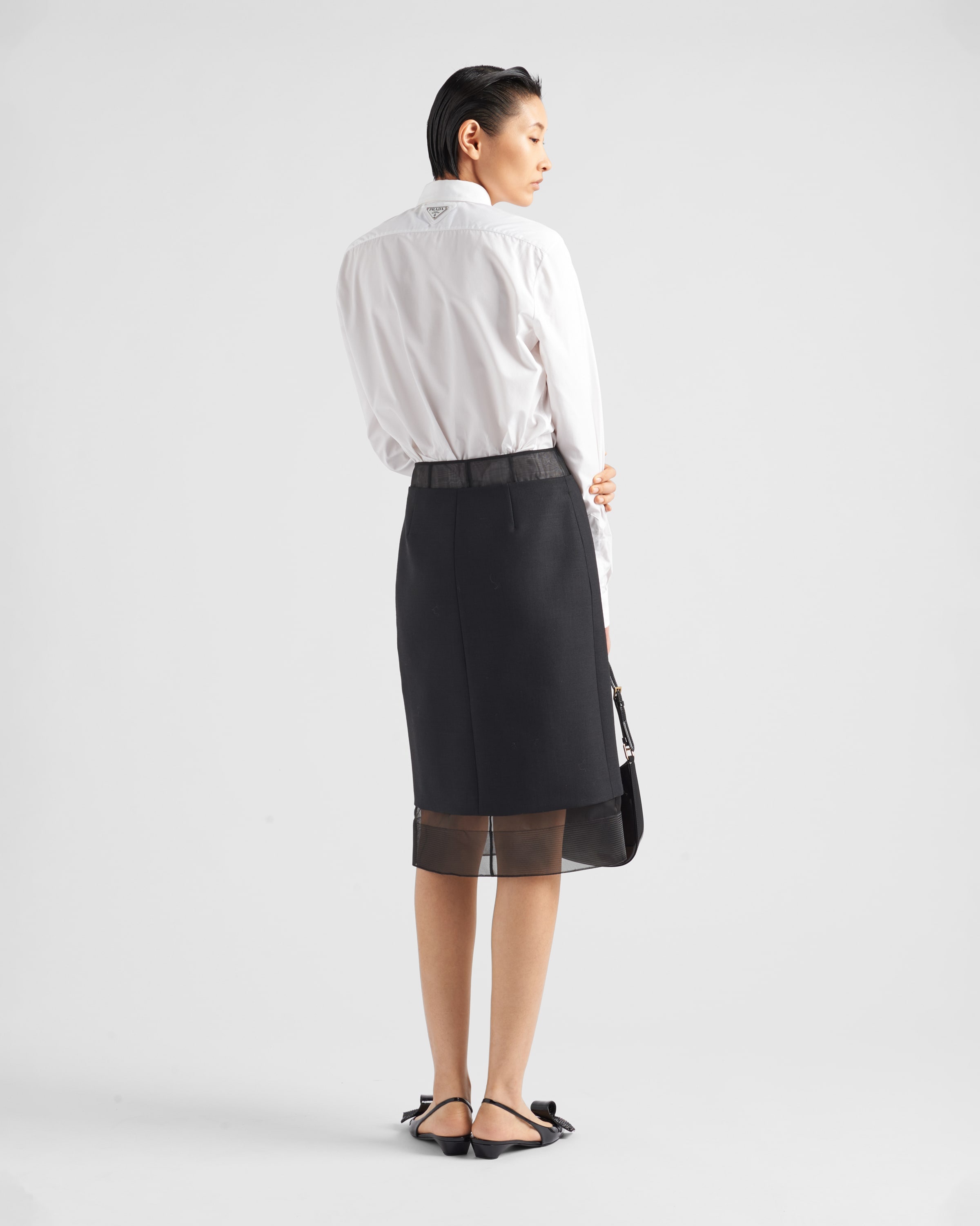 Prada Wool Pencil Midi Skirt with Crinoline