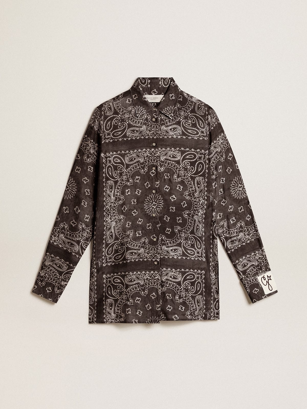 Pajama shirt in anthracite gray with paisley print - 1