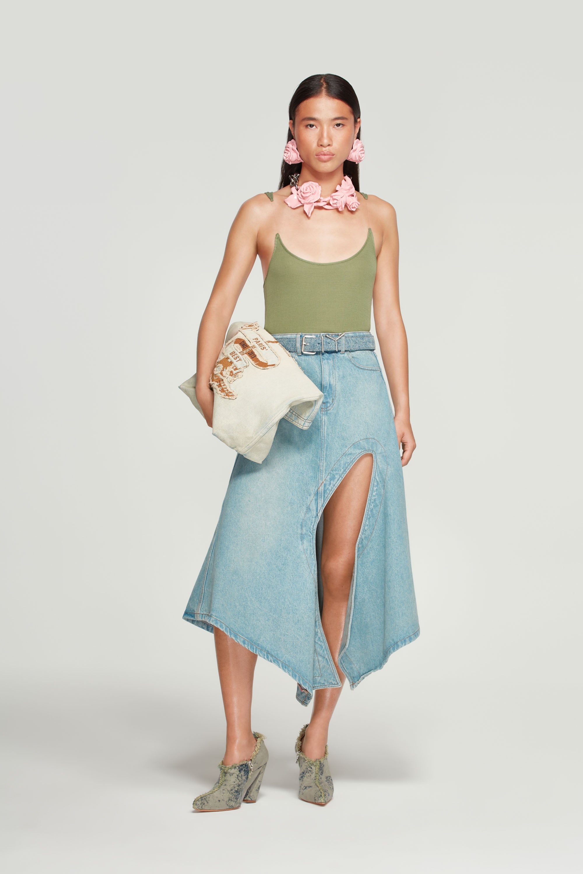 Cut Out Denim Skirt - 2