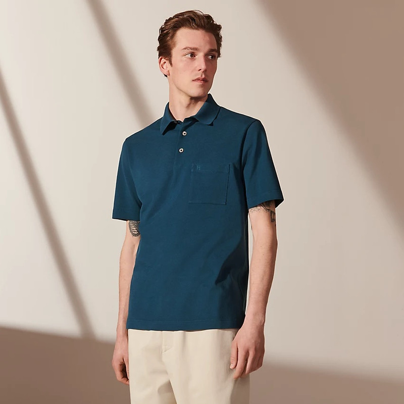 Hermès H embroidered buttoned polo shirt outlook