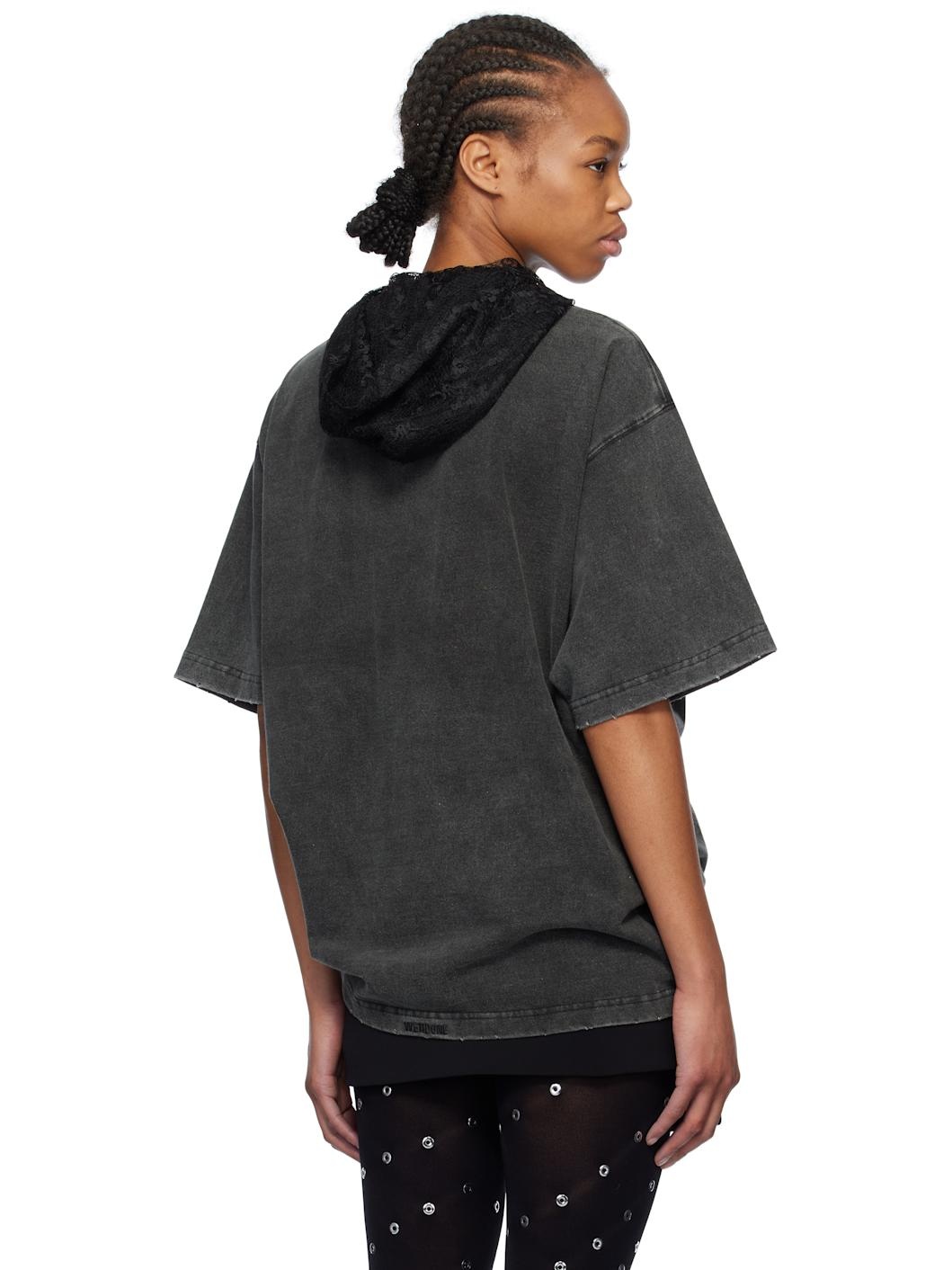 Black Heart Cross Hooded T-shirt - 3