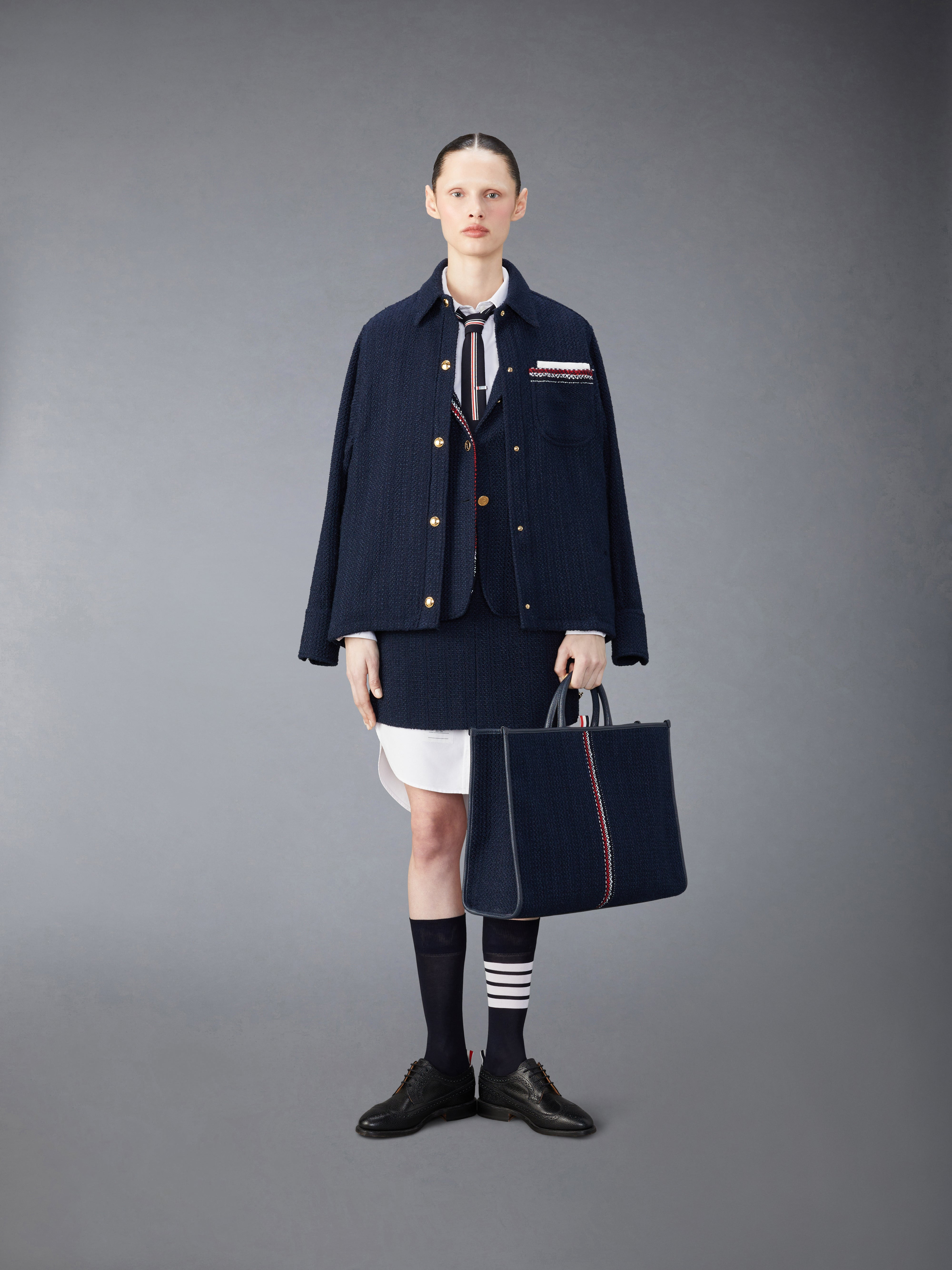 RWB-striped tweed shirt jacket - 4