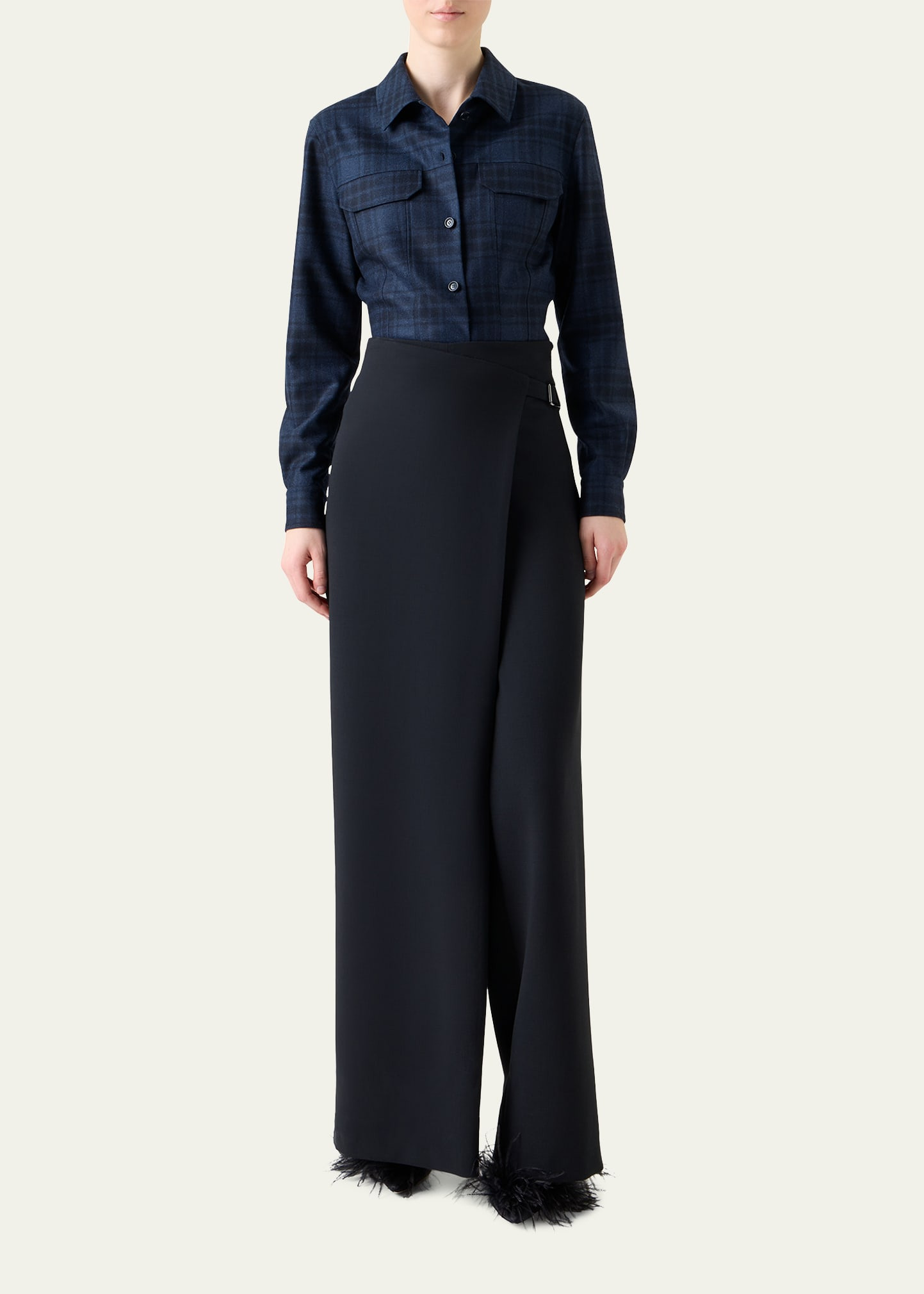 Foss Asymmetric Wrap-Panel Wide-Leg Pants - 2