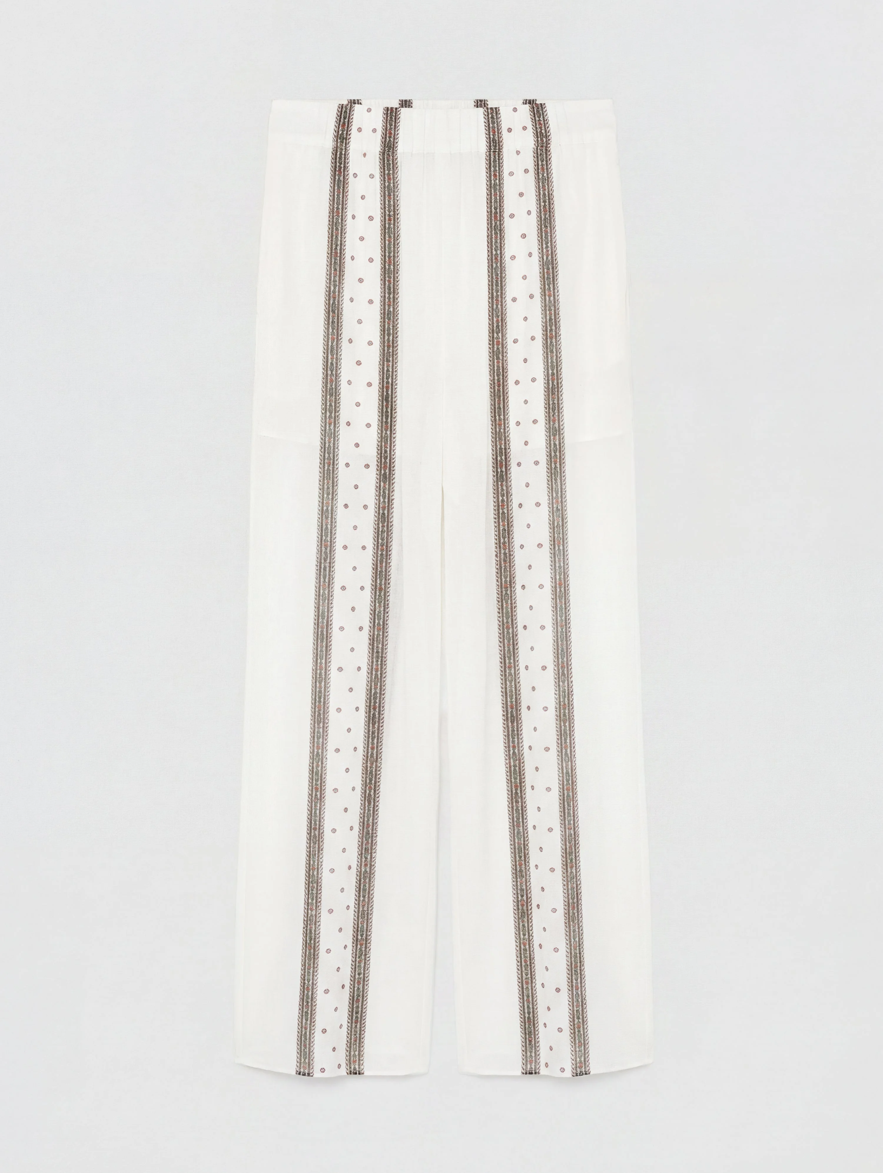 IVORY STRIPE PALAZZO TROUSERS - 1