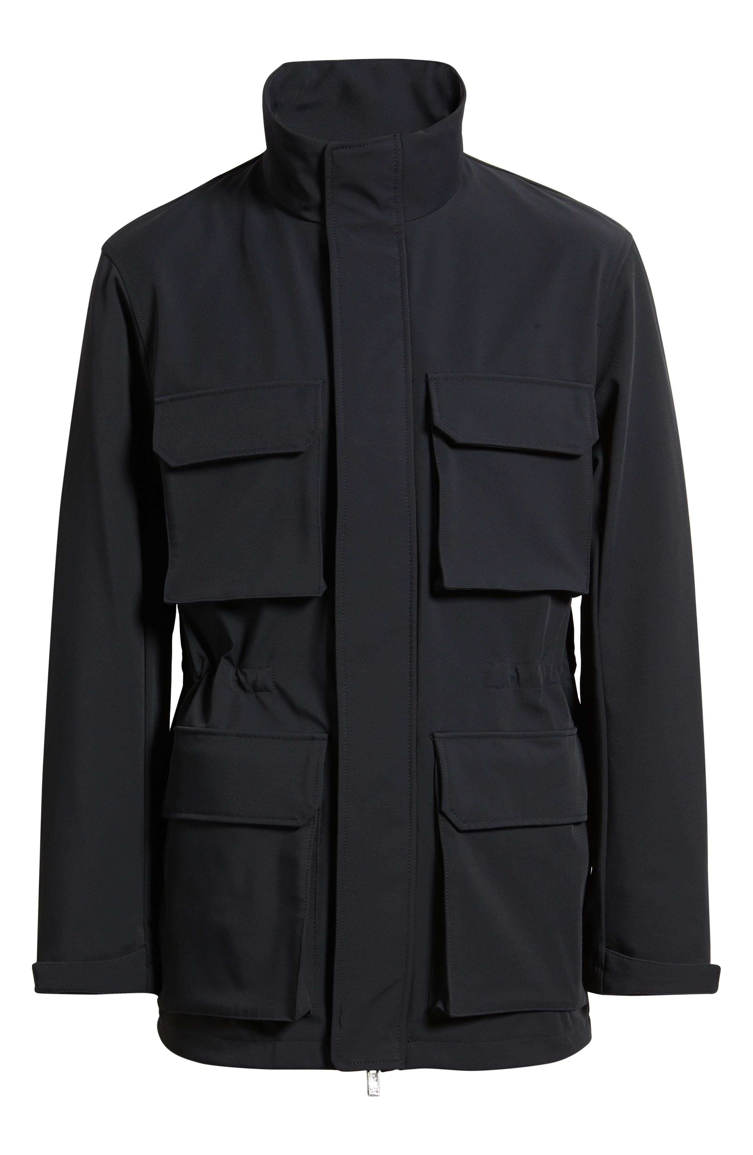 Emporio Armani Bellows Pocket Jacket in Solid Blue Navy at Nordstrom - 6