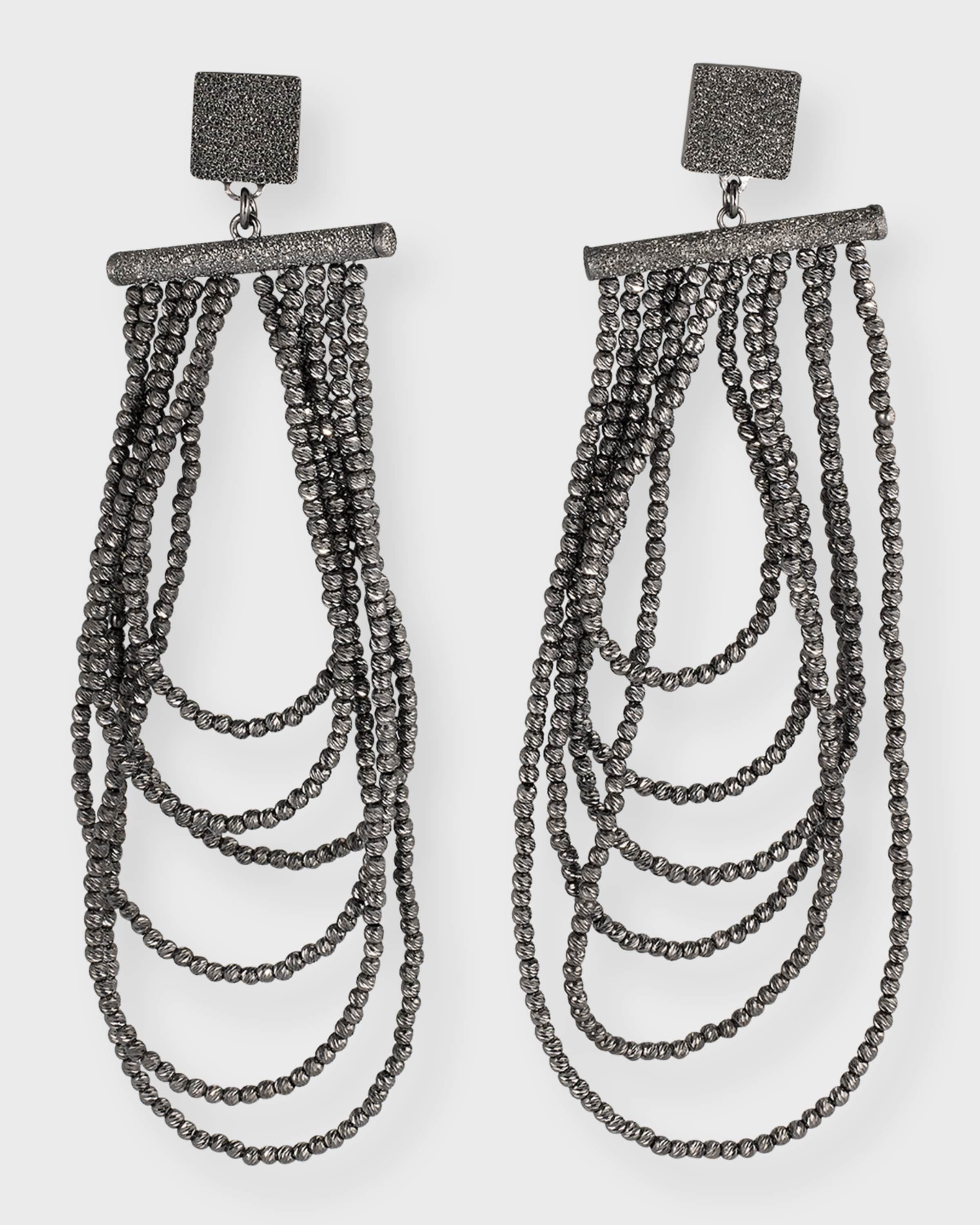 Sterling Silver Tiered Monili Drop Earrings - 1