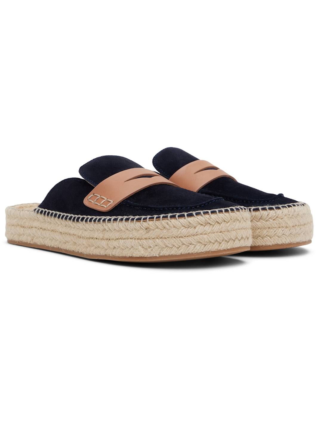 Navy Espadrille Loafer Mules - 4