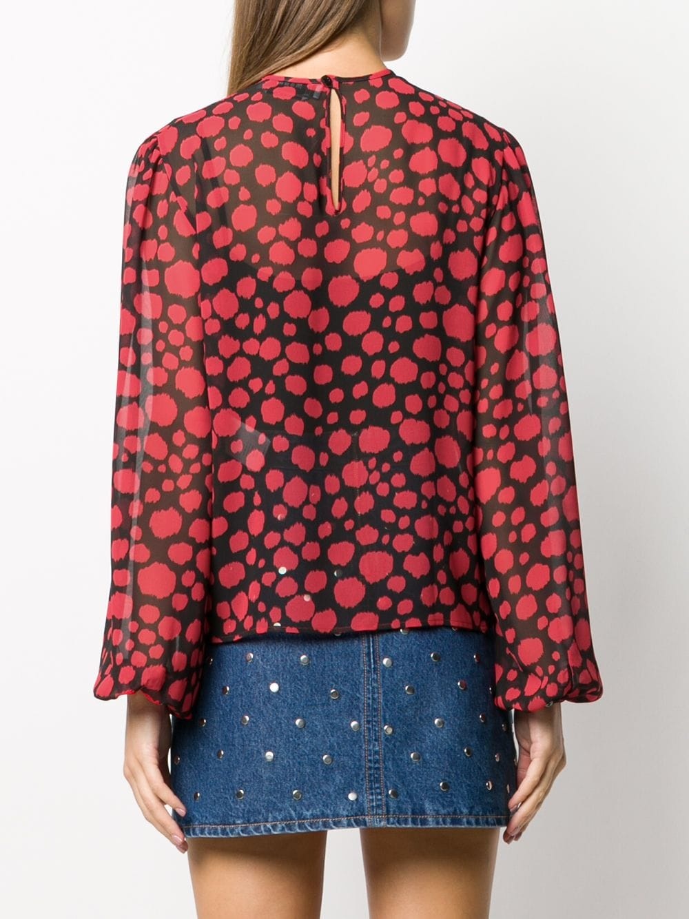 printed semi-sheer blouse - 4