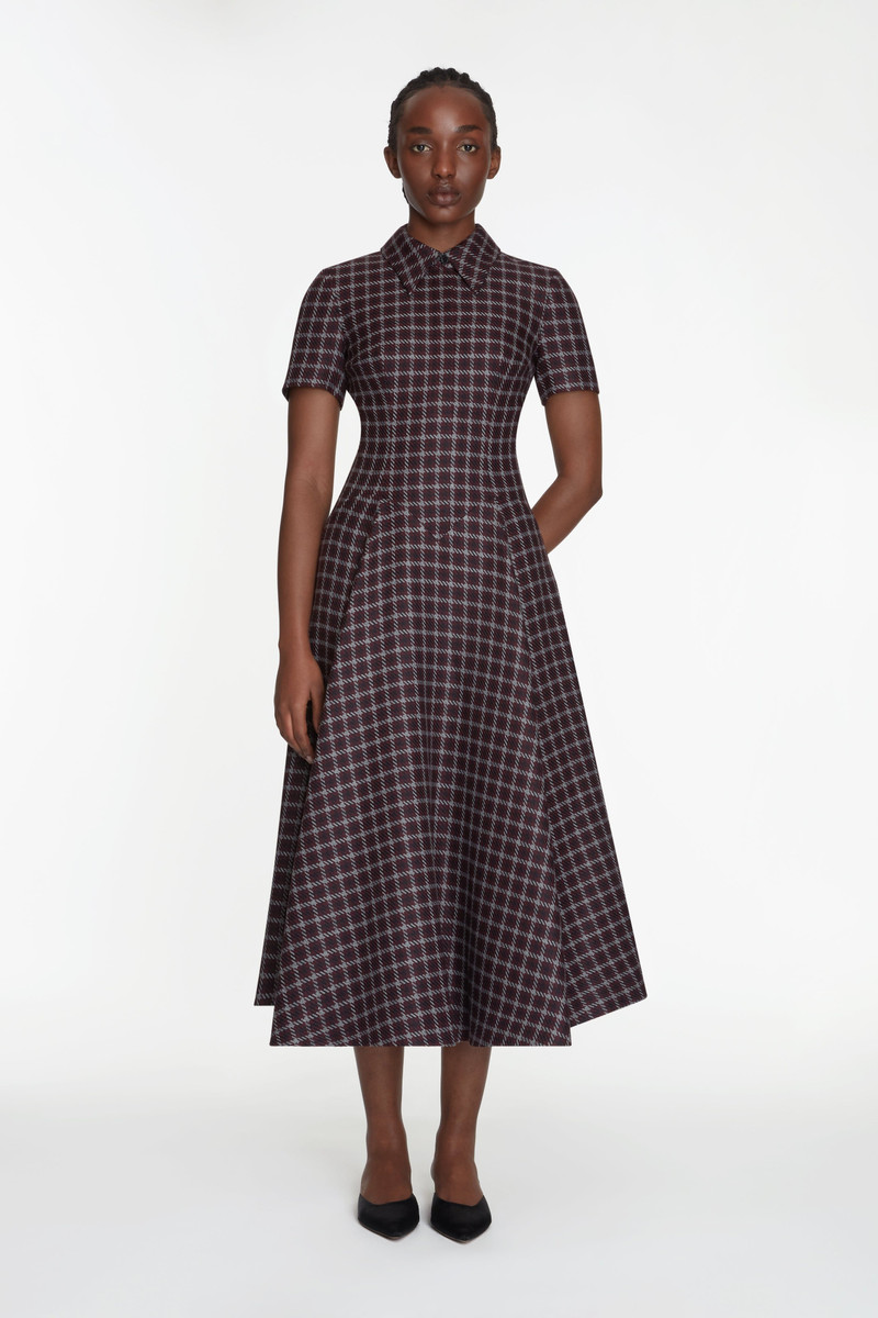 EMILIA WICKSTEAD Jody Dress in Red and Black Houndstooth outlook