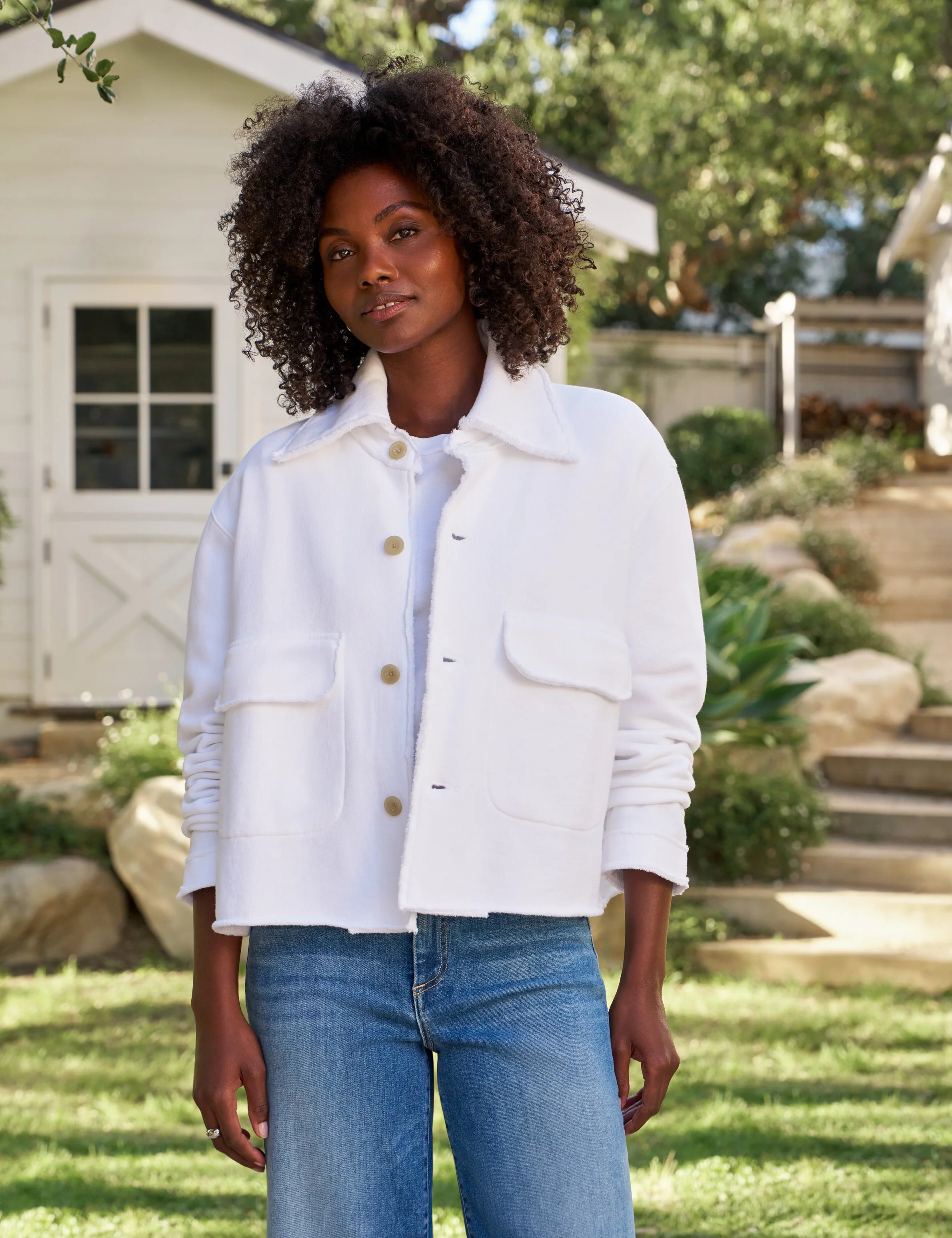 Cropped Sweatshirt Utility Jacket - 1