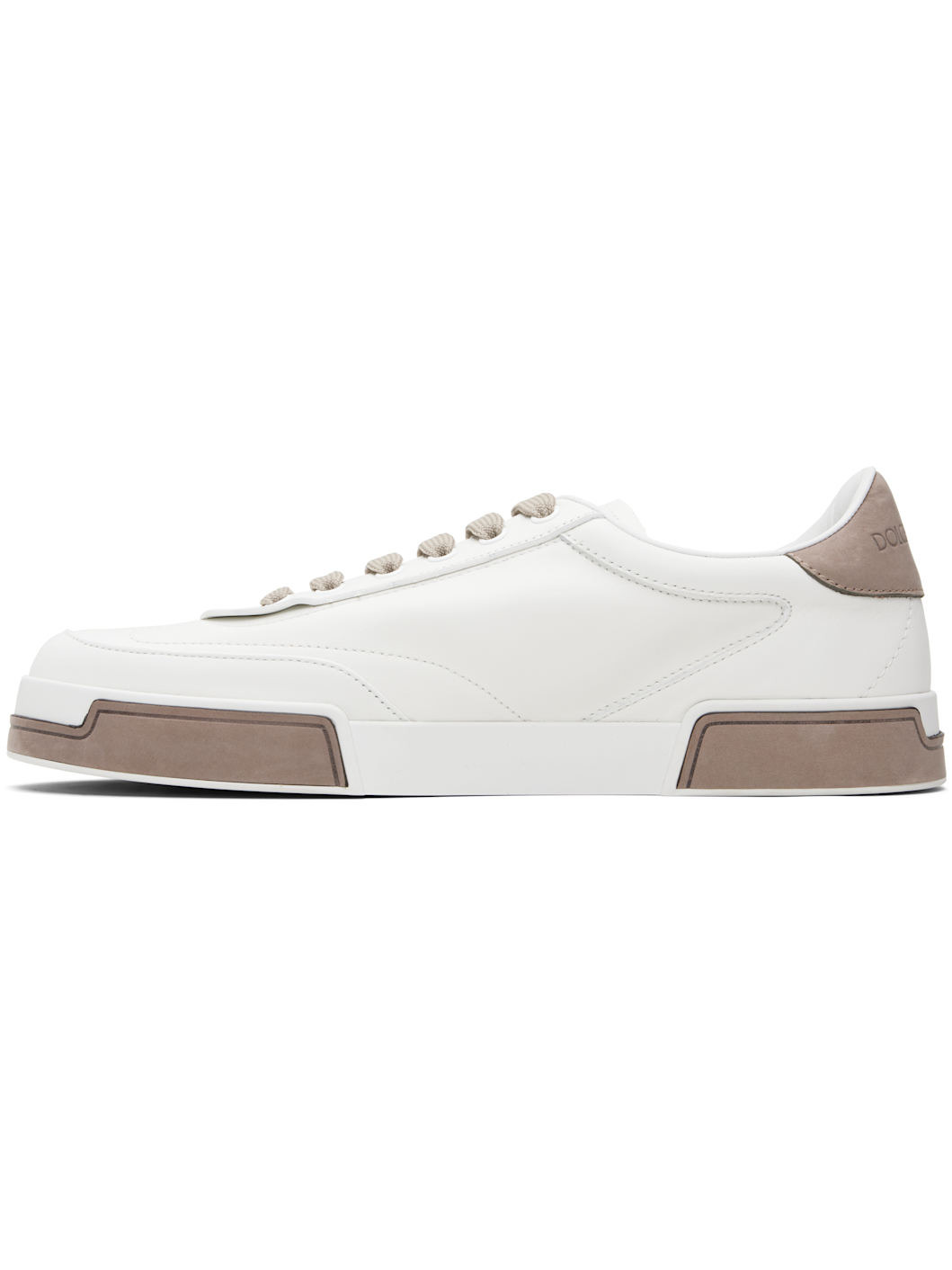 White & Taupe Calfskin Portofino Yacht Sneakers - 3