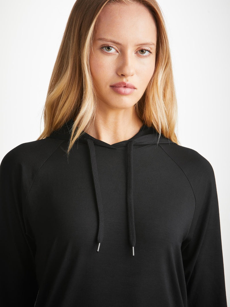 Women's Pullover Hoodie Basel Micro Modal Stretch Black - 6