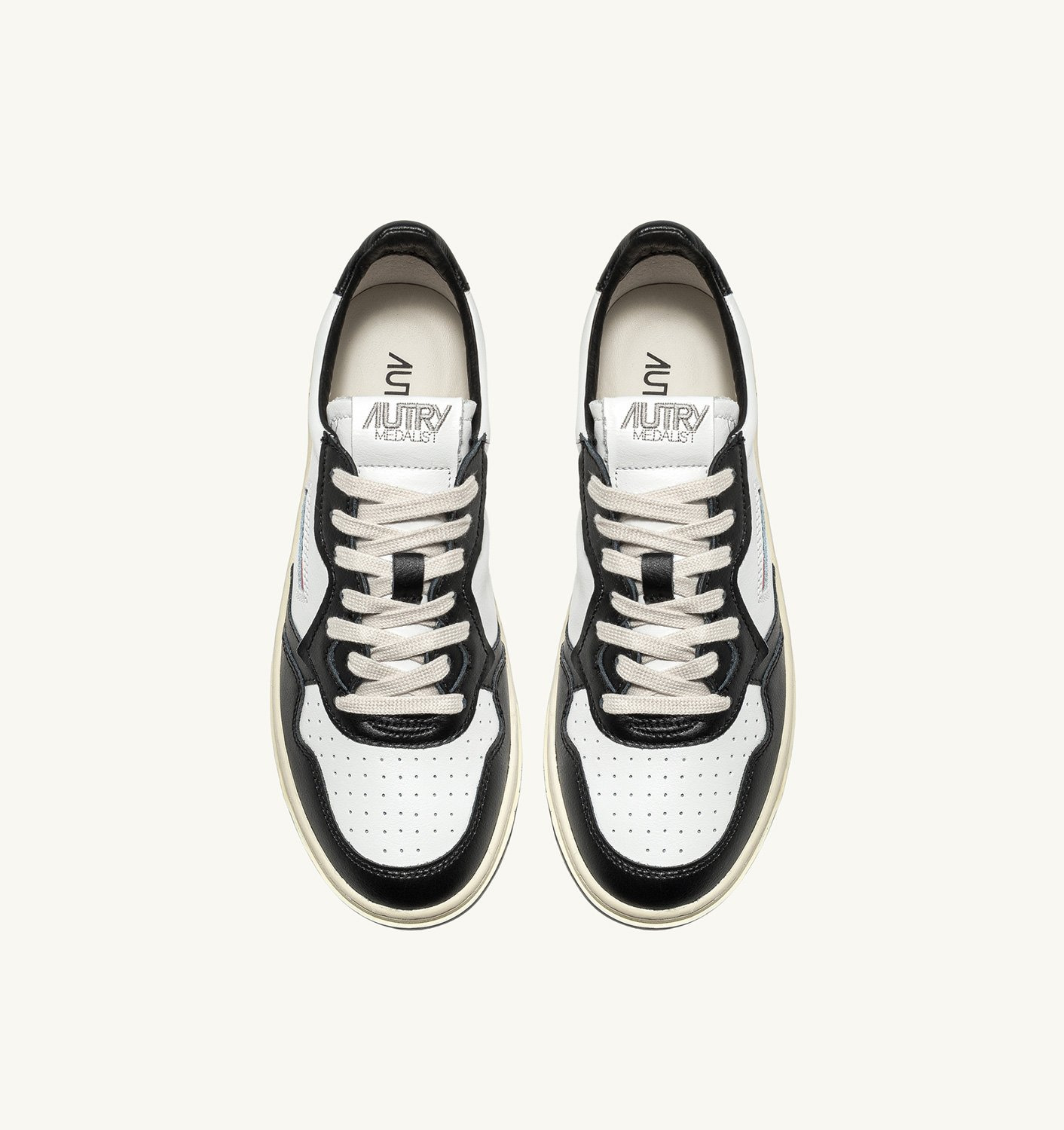 MEDALIST LOW BICOLOR SNEAKERS IN WHITE AND BLACK LEATHER - 5
