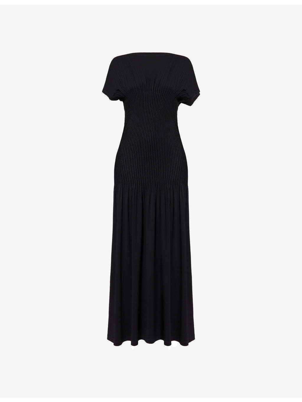 Pleated Short-Sleeve Jersey Midi Dress - 1