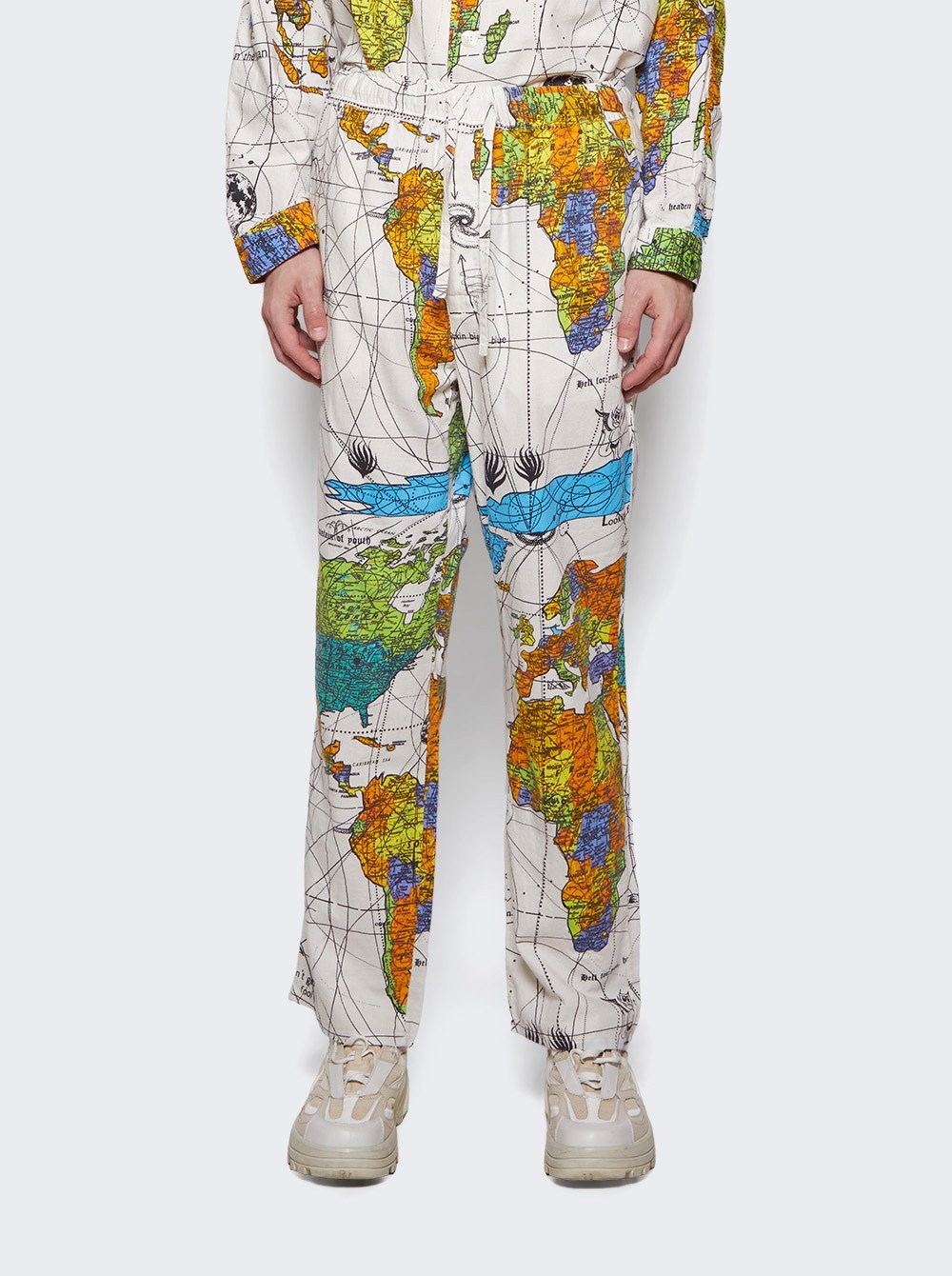 X DR WOO Pajama World Map Pants White - 3