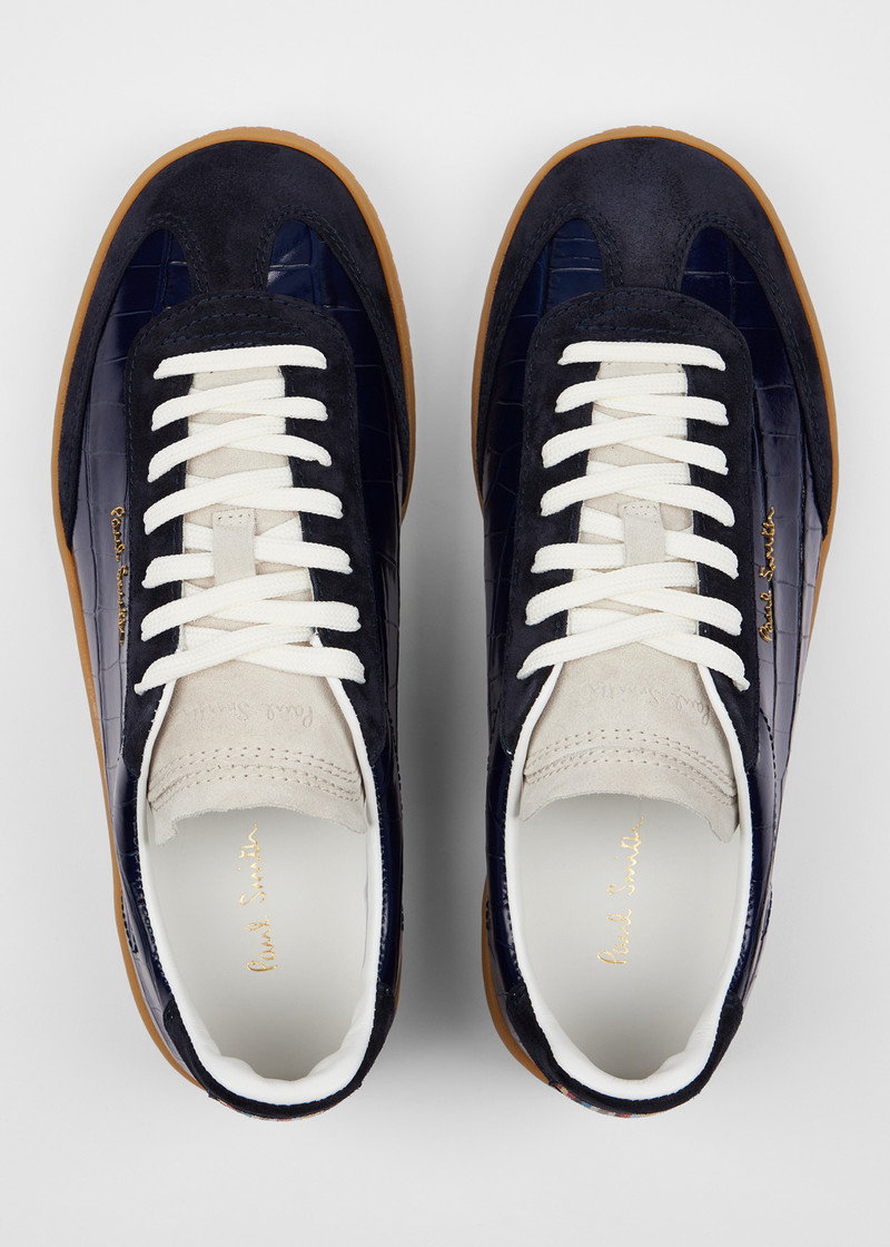 Navy Croc-Emboss 'Como' Trainers 5